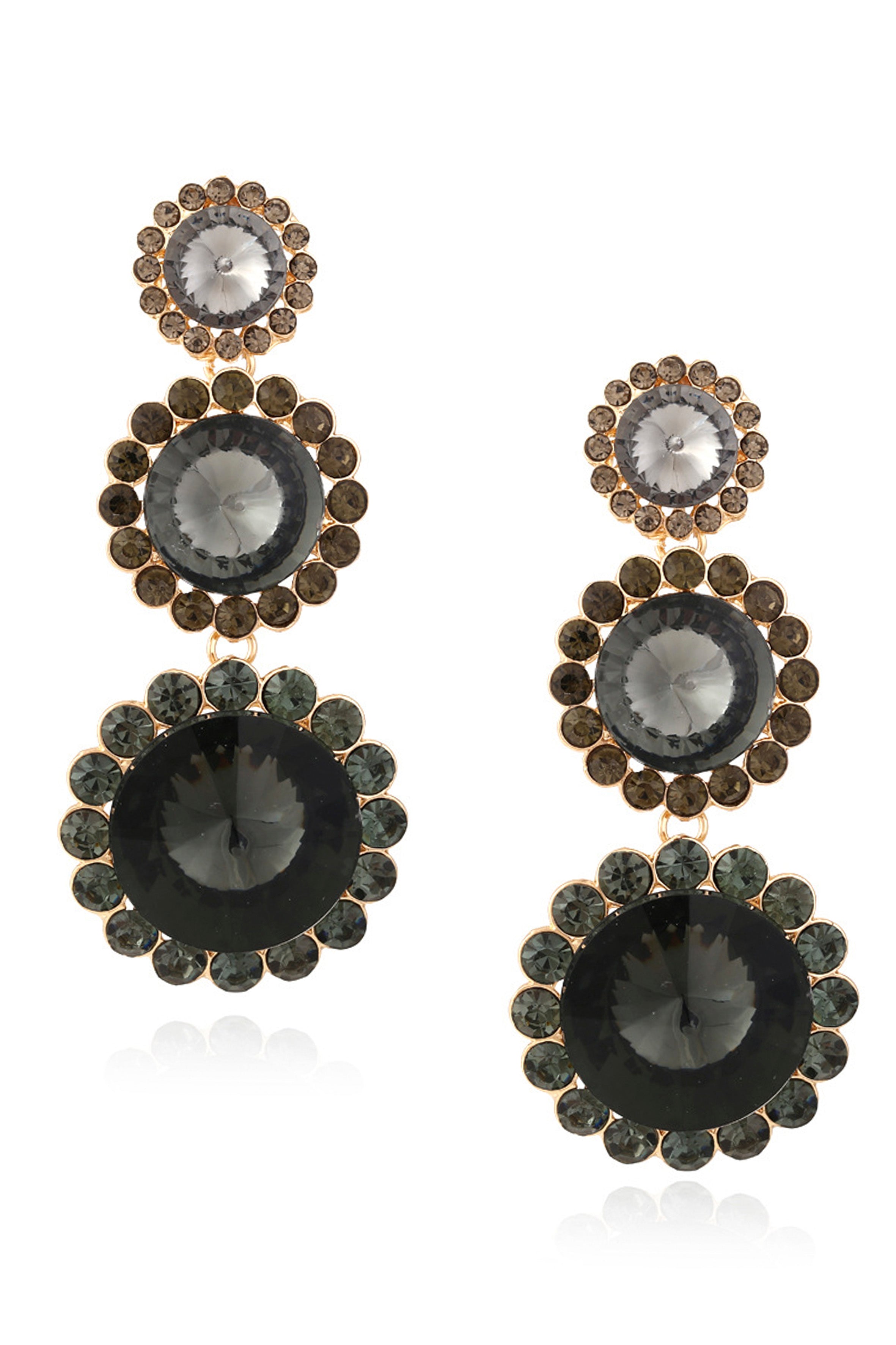 Pendientes de cadena circular con diamantes de imitación E6756