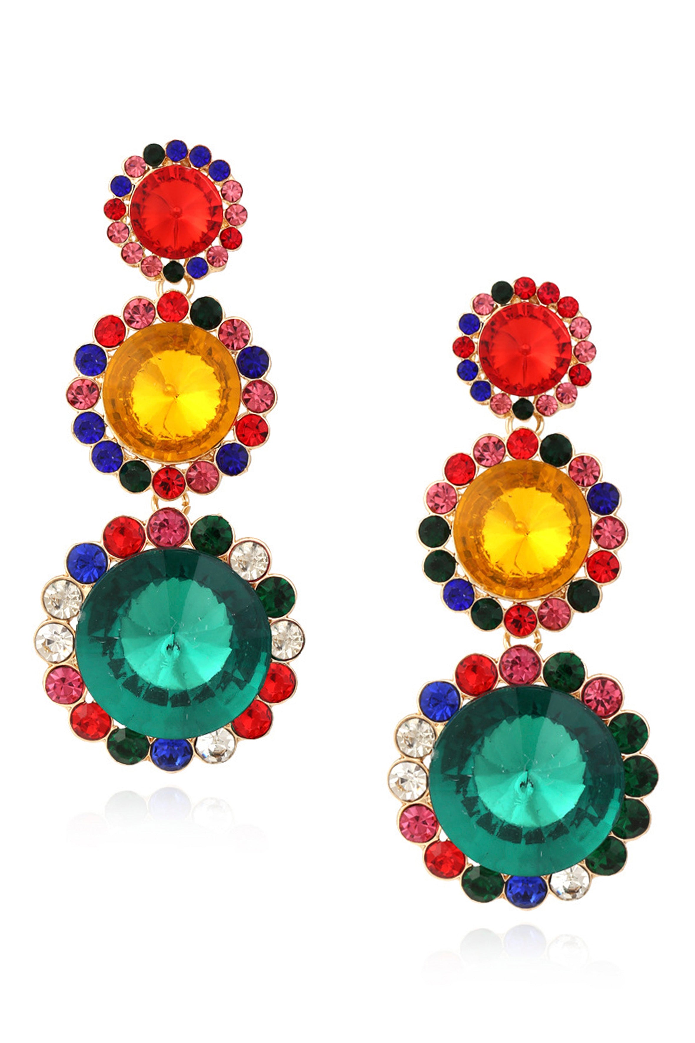 Pendientes de cadena circular con diamantes de imitación E6756