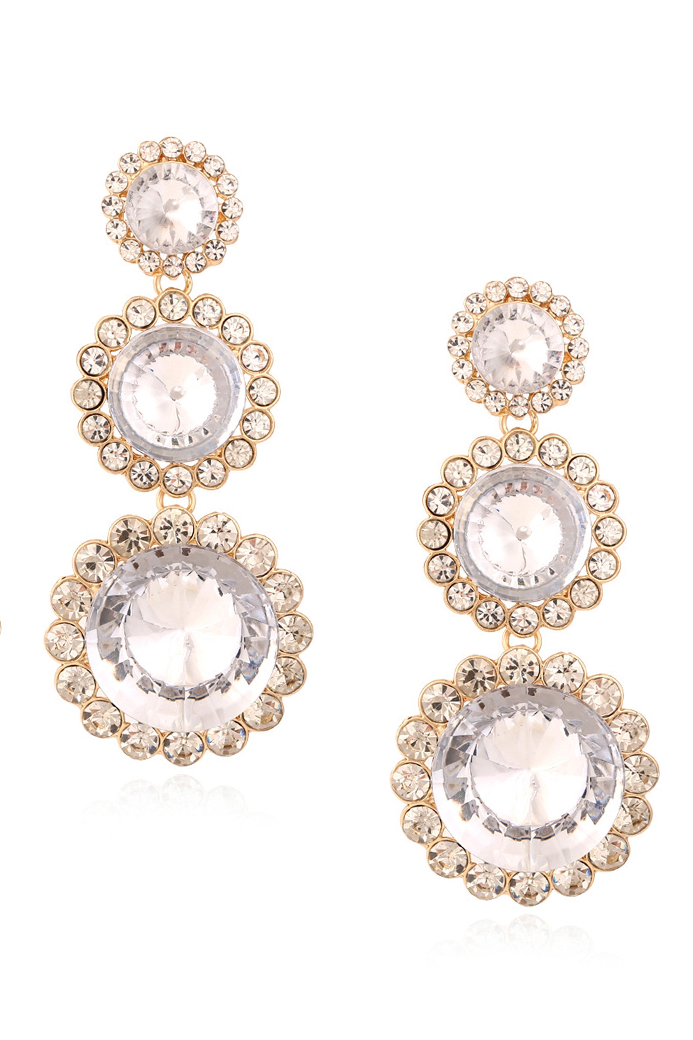 Pendientes de cadena circular con diamantes de imitación E6756