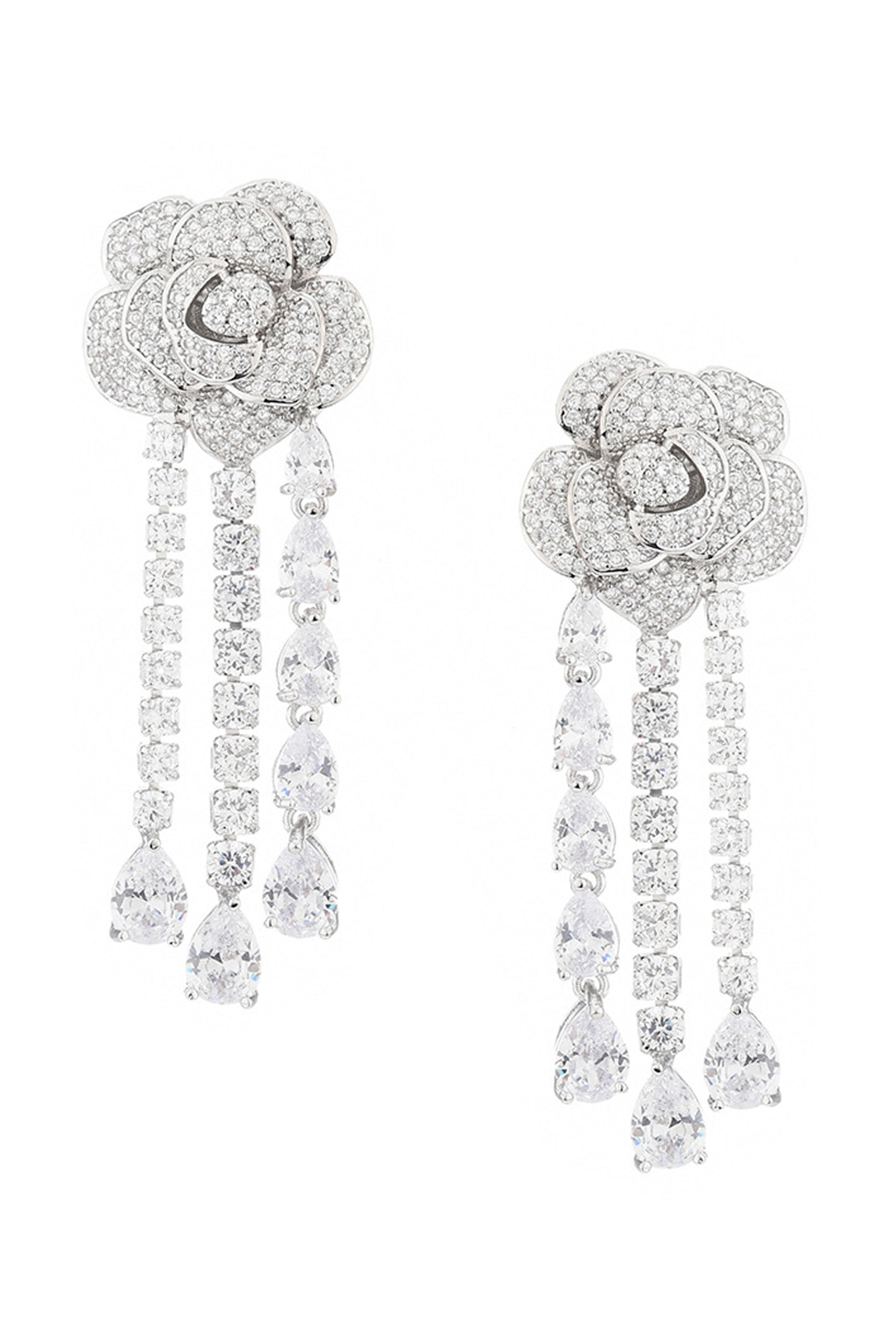 Pendientes de circonita cúbica con borlas rosas E6768