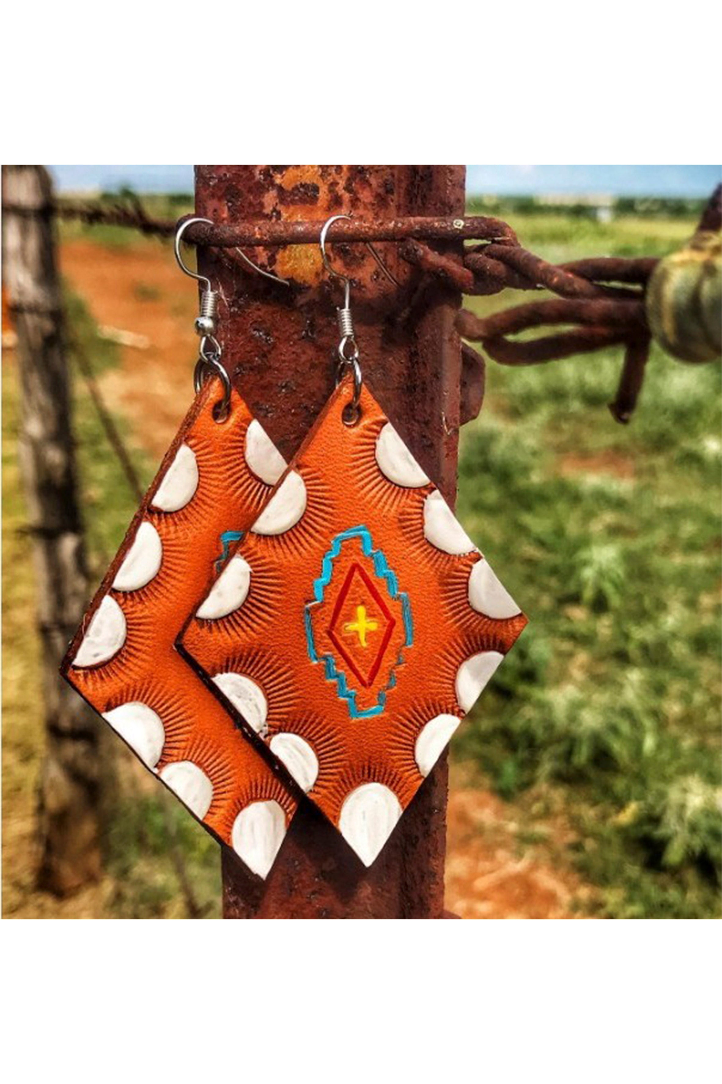 Pendientes de piel sintética con forma de diamante E6795