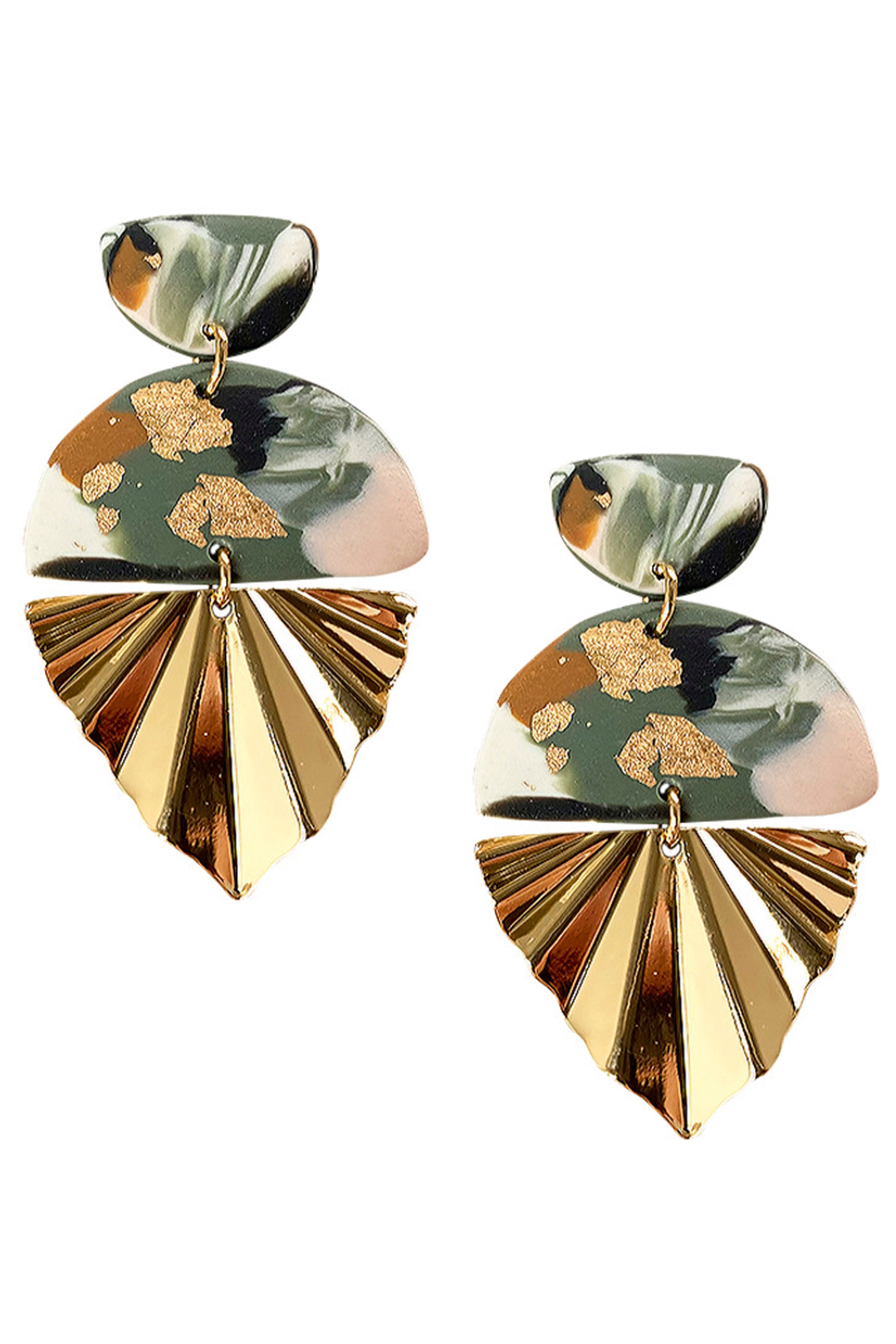 Pendientes de arcilla polimérica con forma de hoja E6837