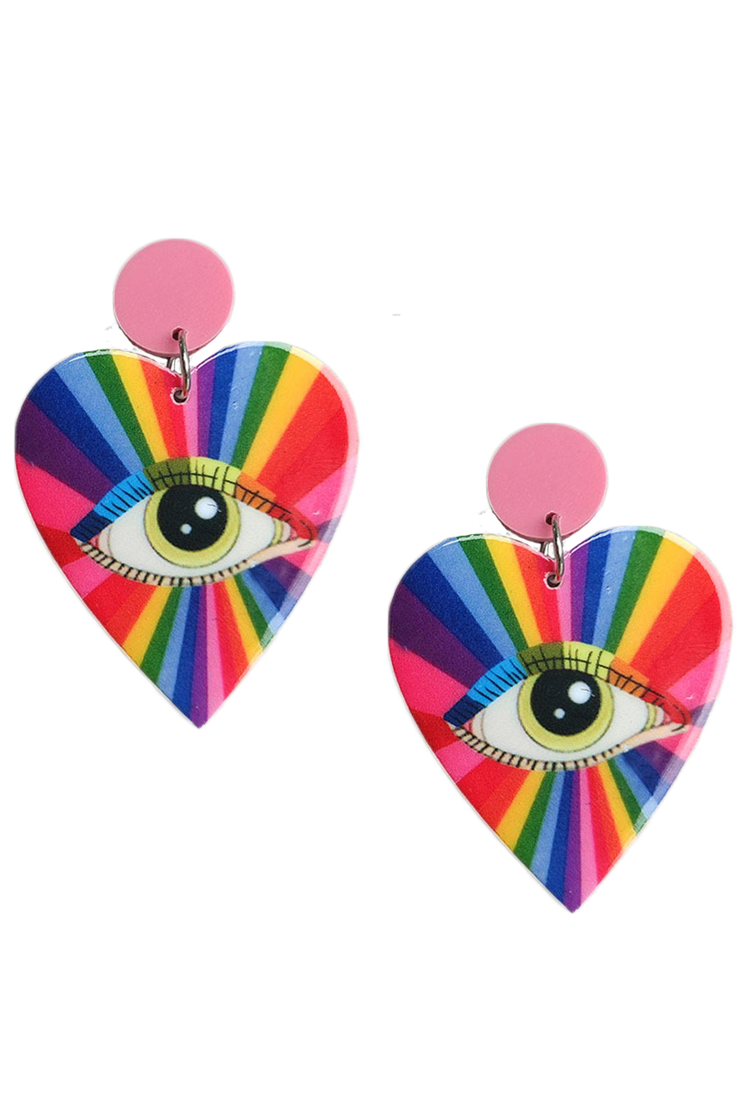Evil Eye Heart Acrylic Earrings E6852