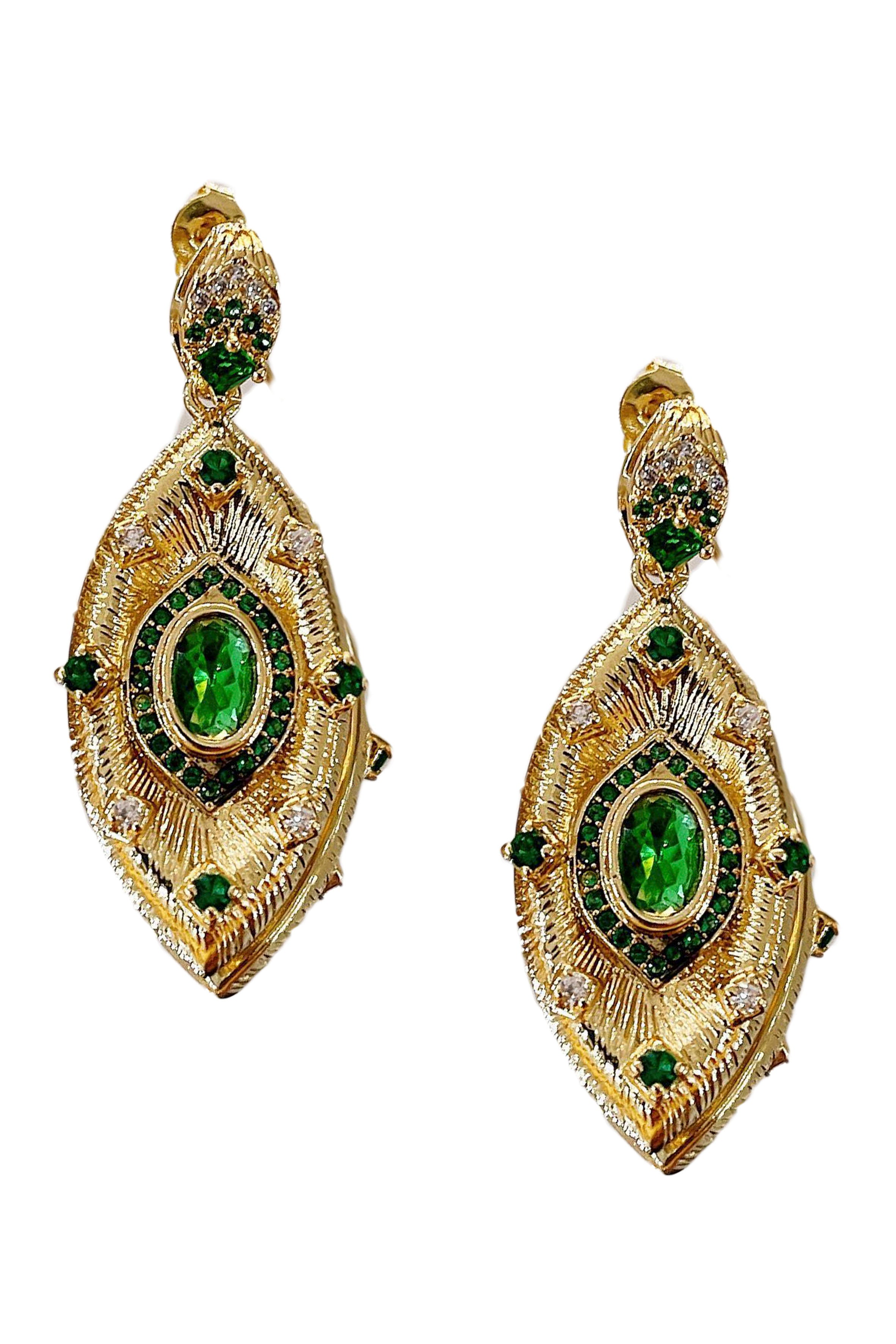 Pendientes de circonita cúbica con forma de ojo malvado E6880