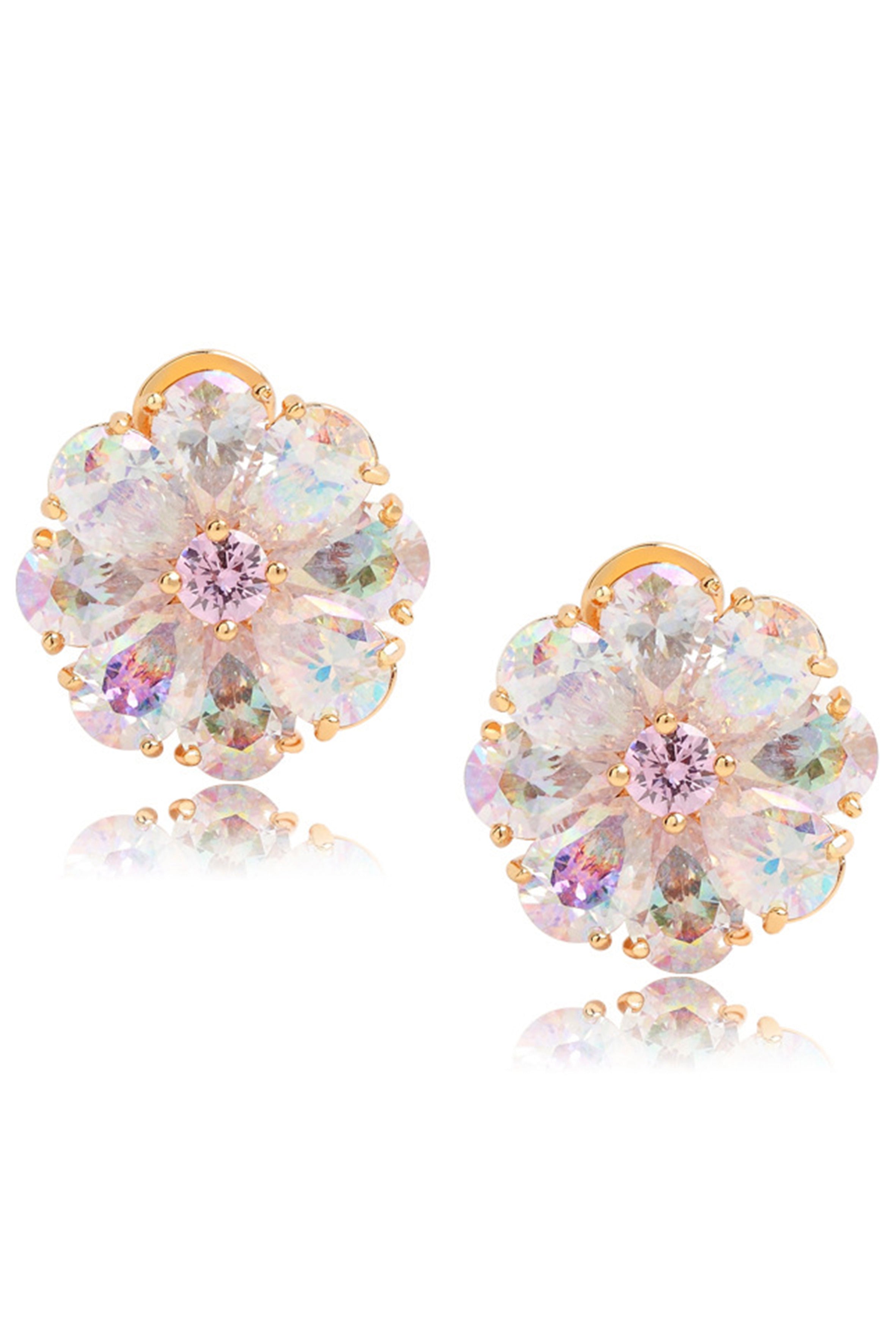 Pendientes de flor con circonitas cúbicas E6937