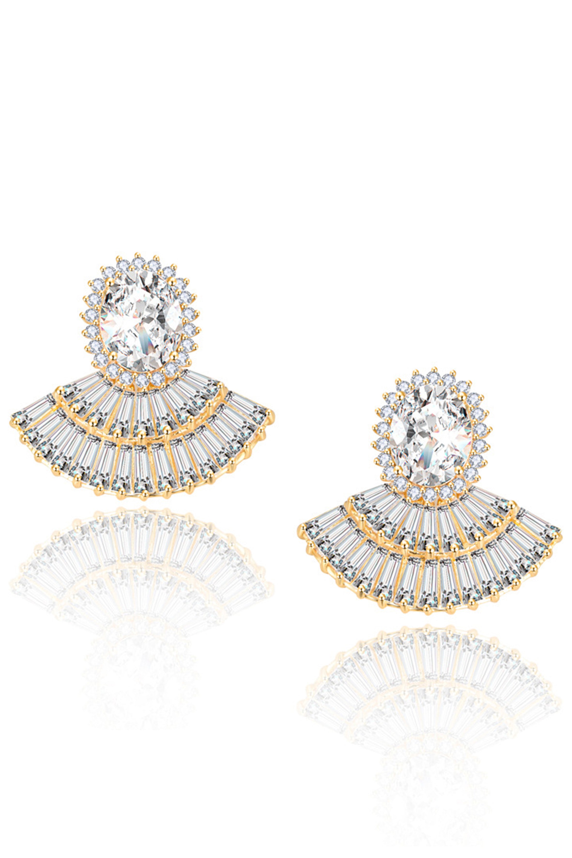 Pendientes de circonitas cúbicas en forma de sector E6938