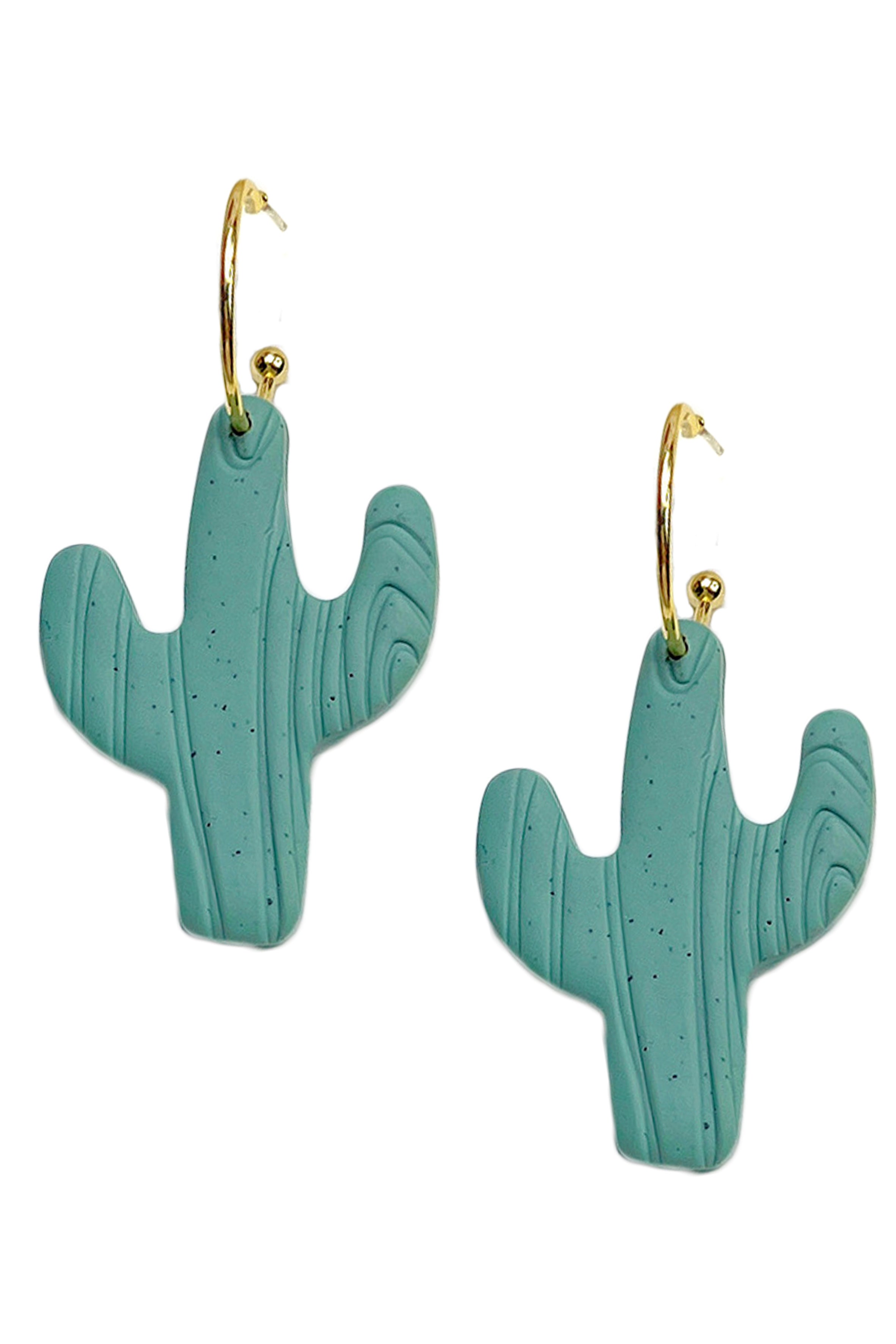 Pendientes de arcilla polimérica con forma de cactus E6972