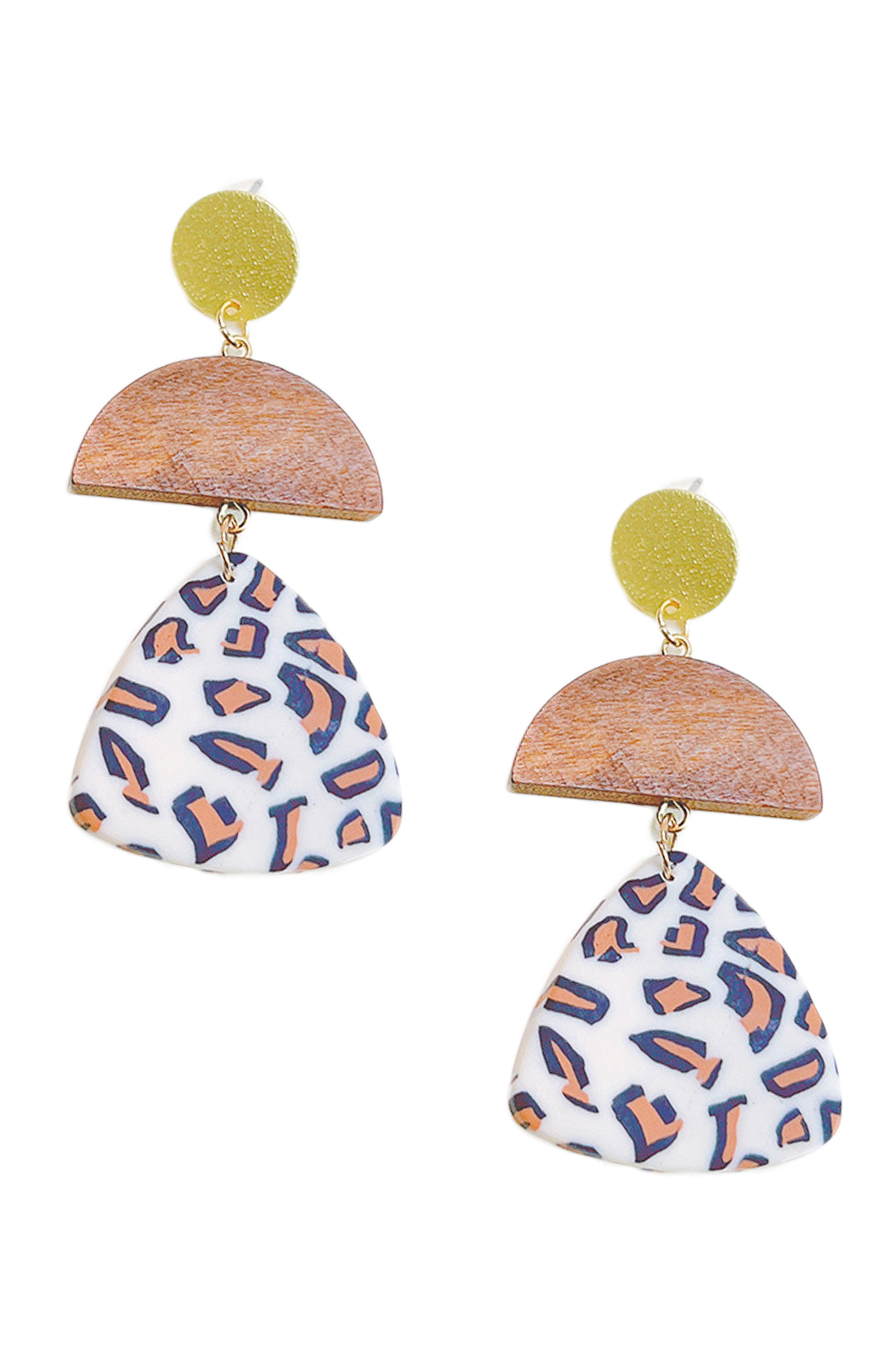 Geometry Animal Printed Polymer Clay Earrings E6977