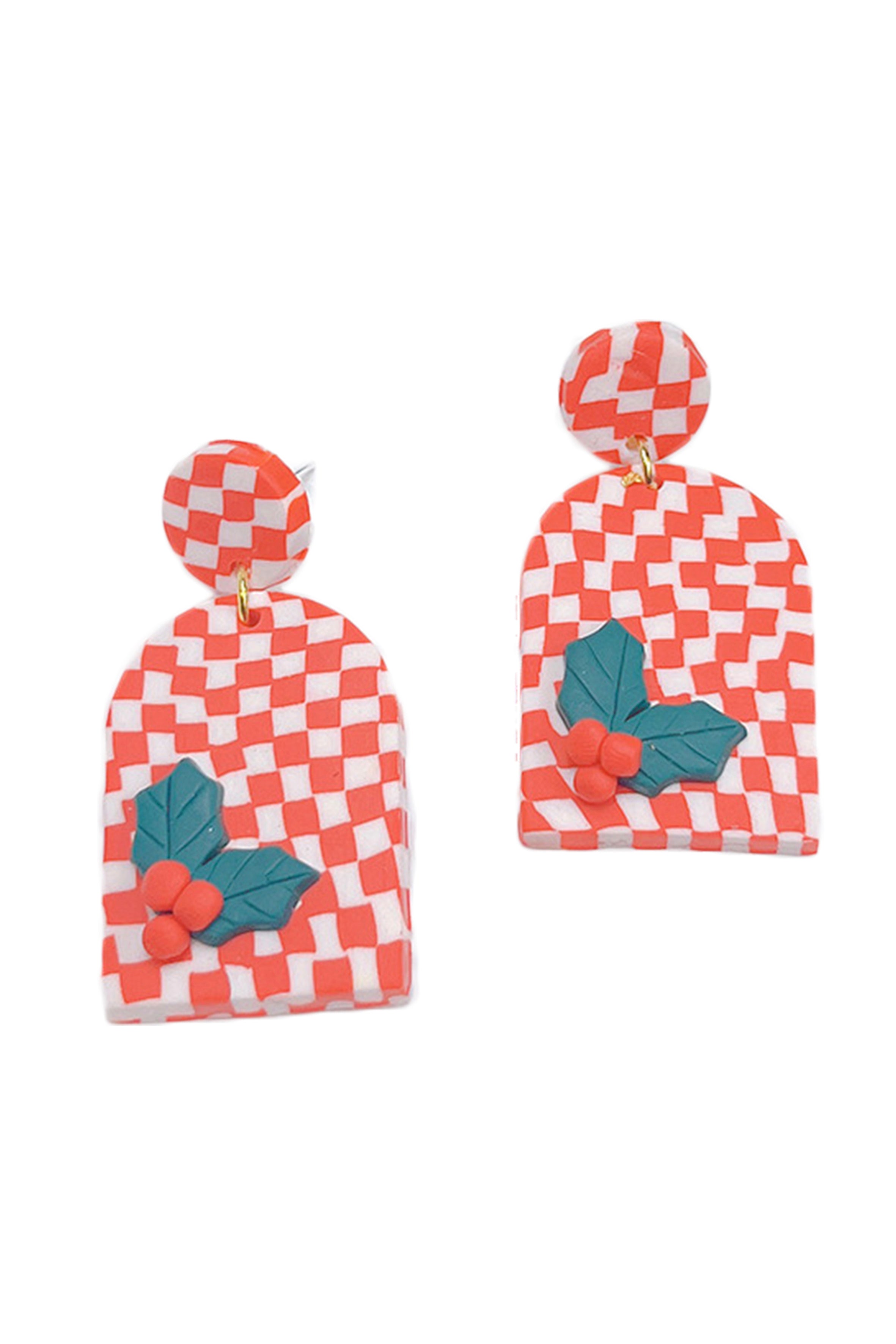 Pendientes de arcilla polimérica con forma de tablero de ajedrez E6980