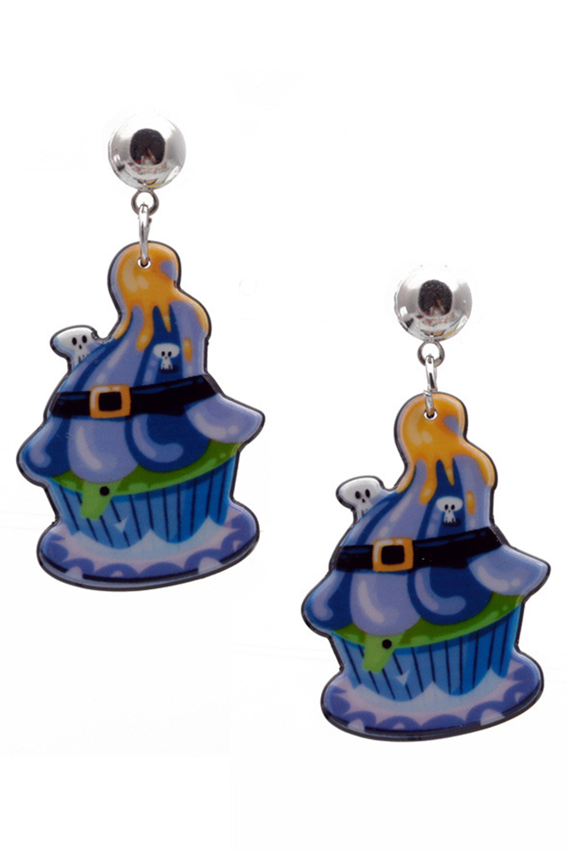 Pendientes acrílicos con forma de pastel de Halloween E7001