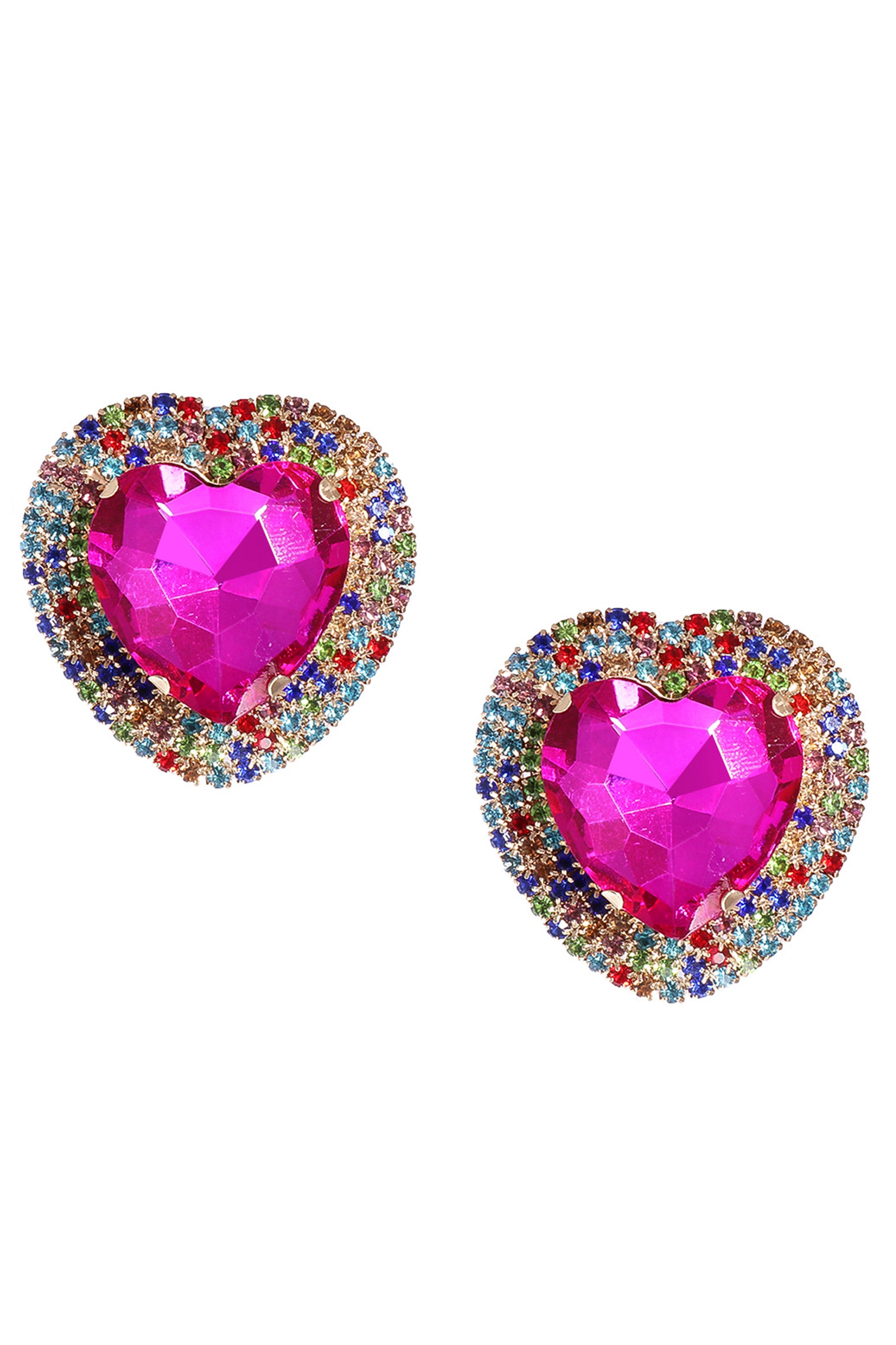 Pendientes de corazón con diamantes de imitación E7014