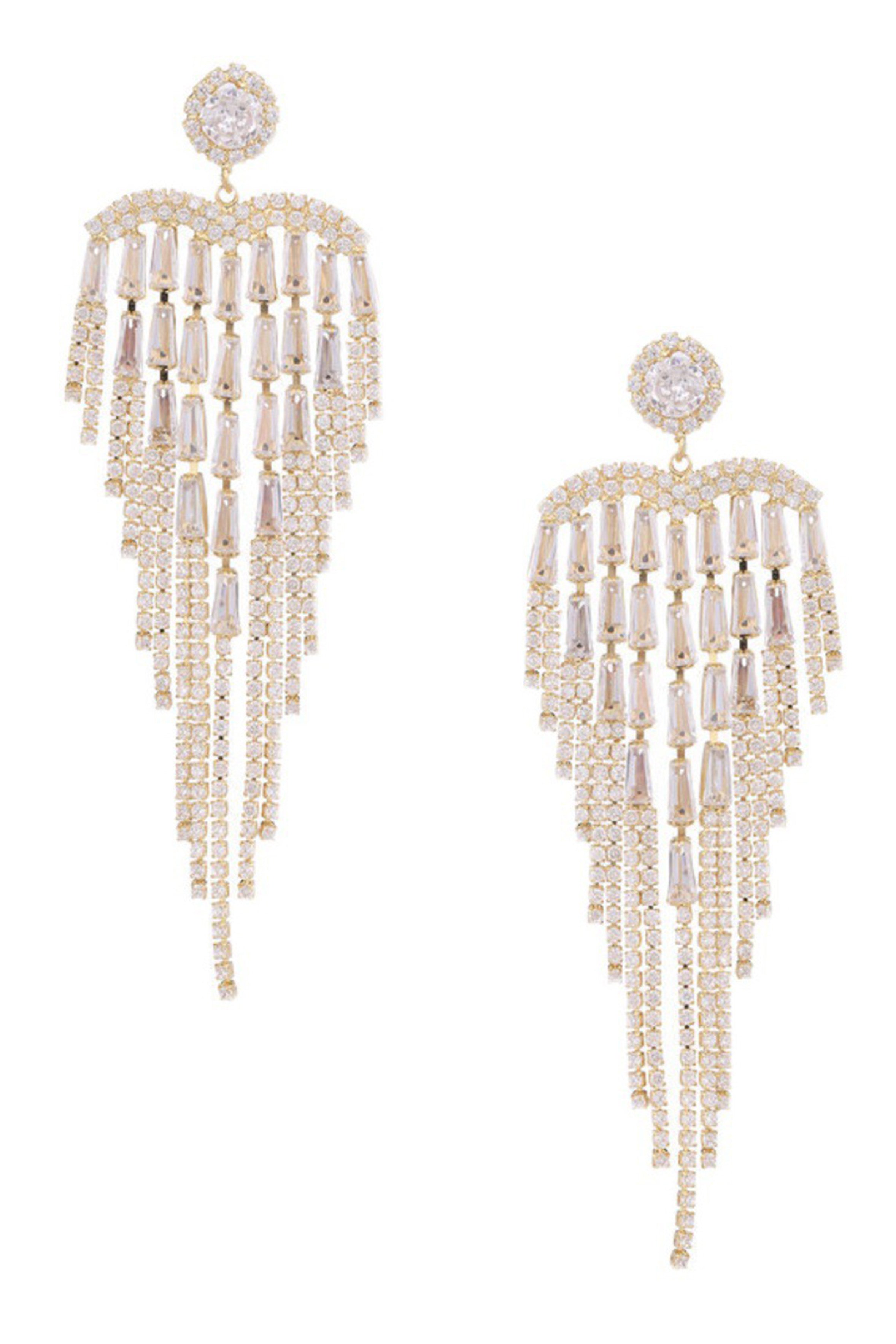 Pendientes de borlas con circonitas cúbicas en forma de corazón E7027