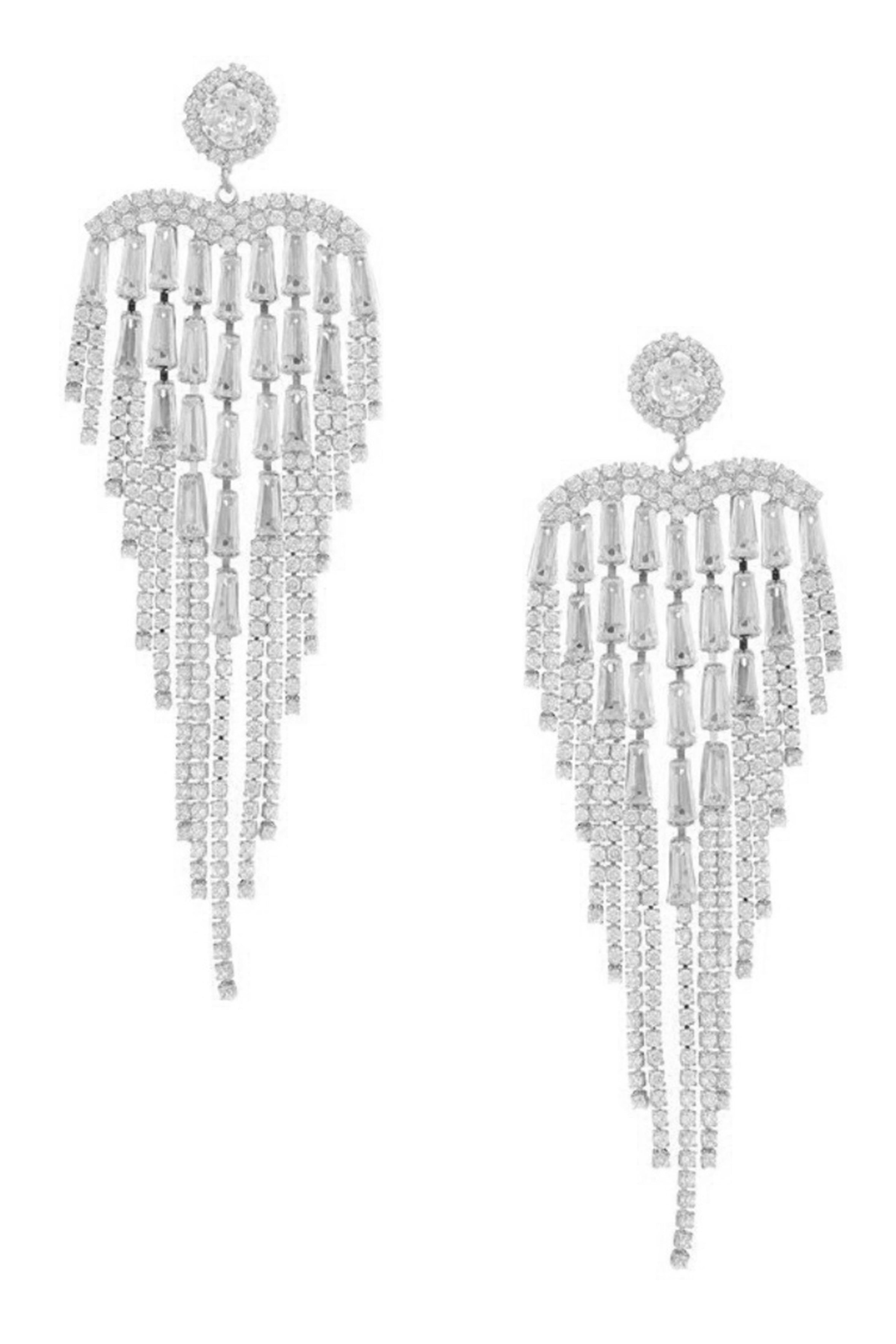 Pendientes de borlas con circonitas cúbicas en forma de corazón E7027