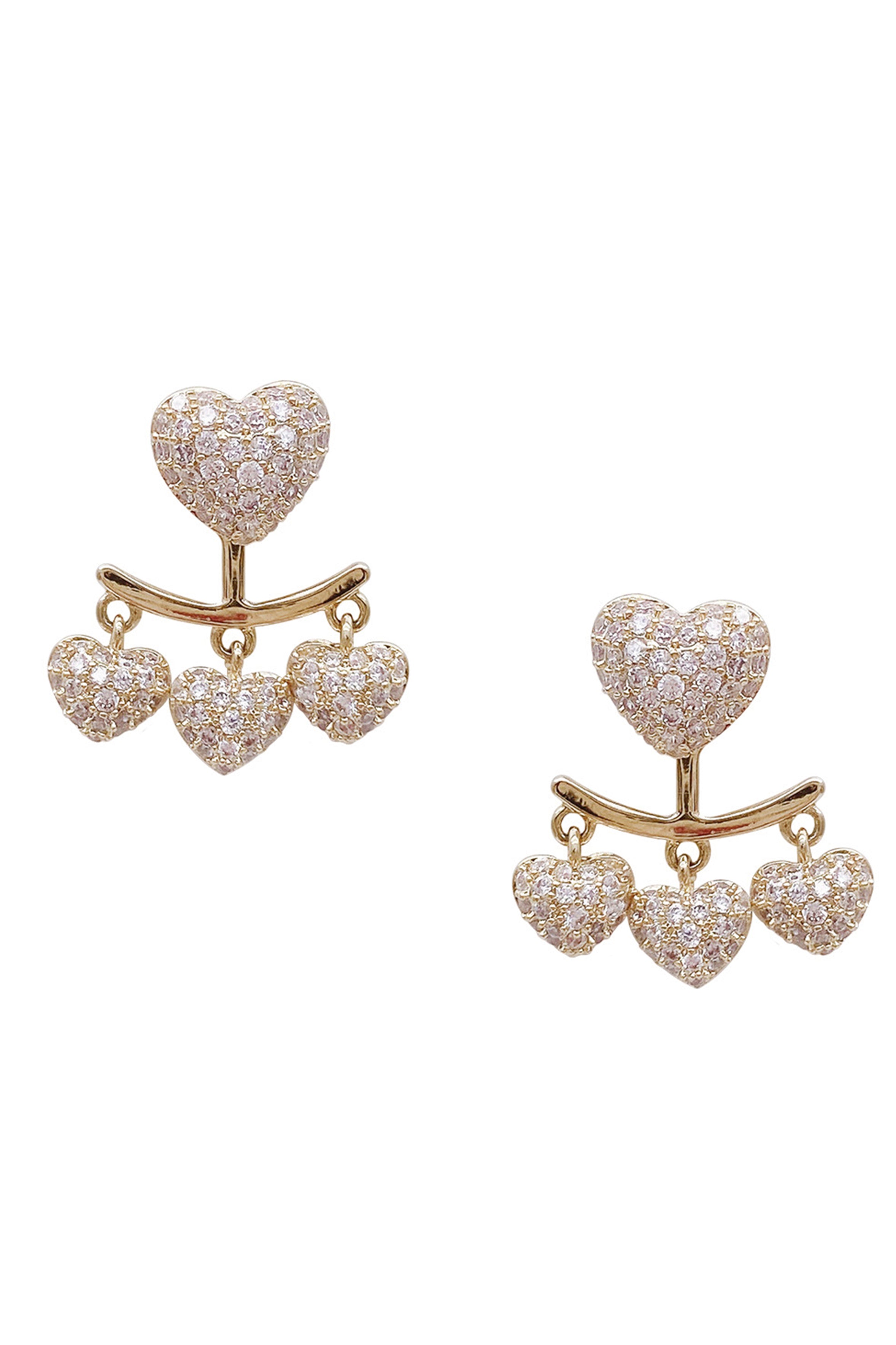 Heart Rhinestone Tassel Earrings E7095