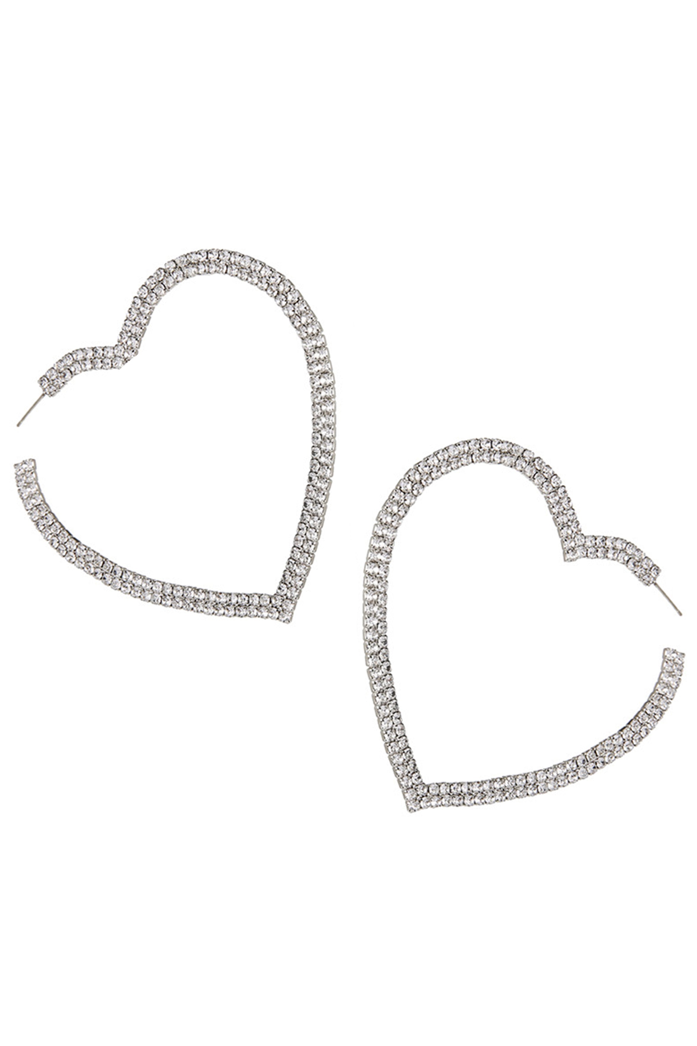 Pendientes de aro con diamantes de imitación en forma de corazón E7102