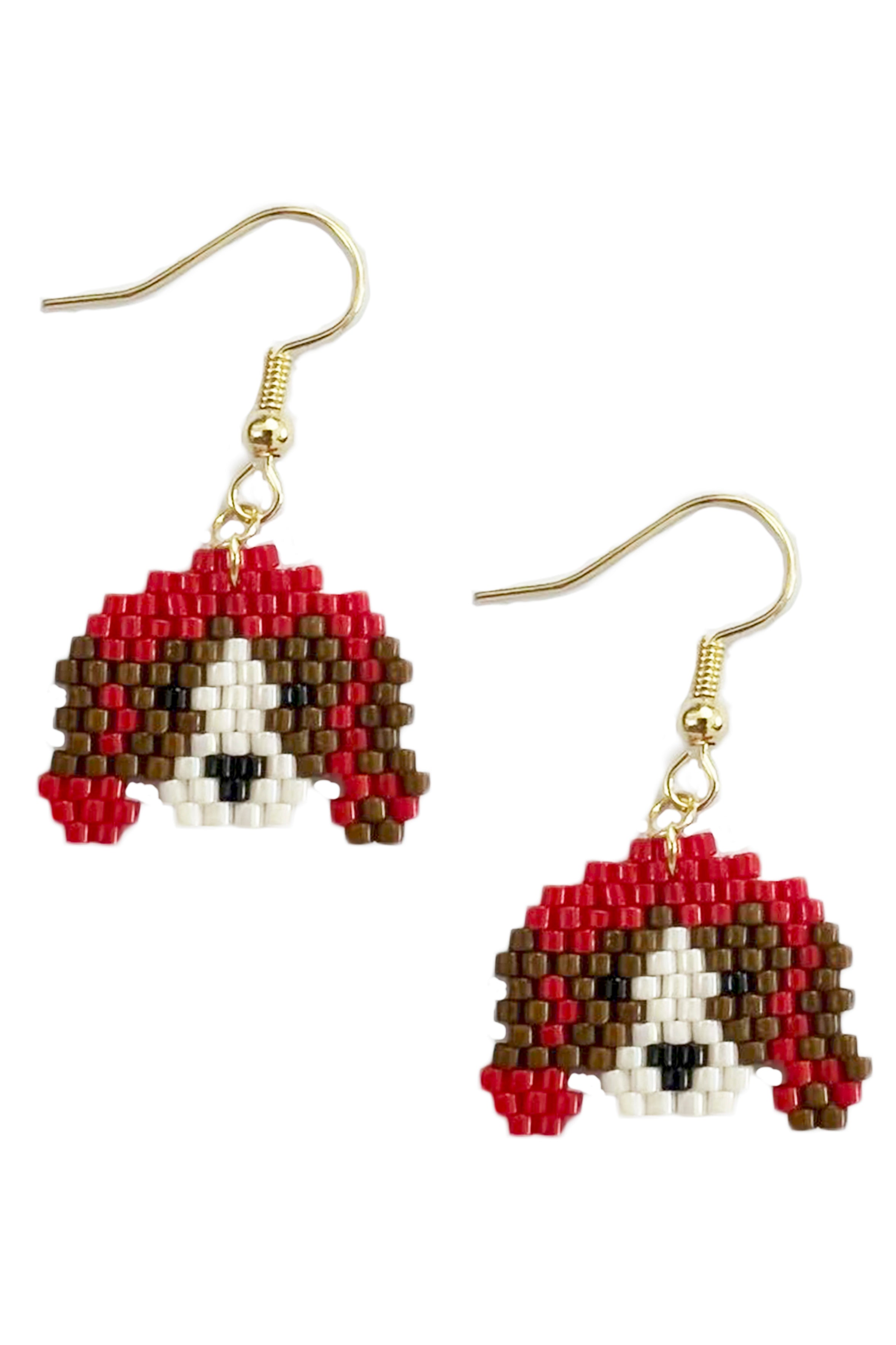 Dog Head Seed Bead Earrings E7113