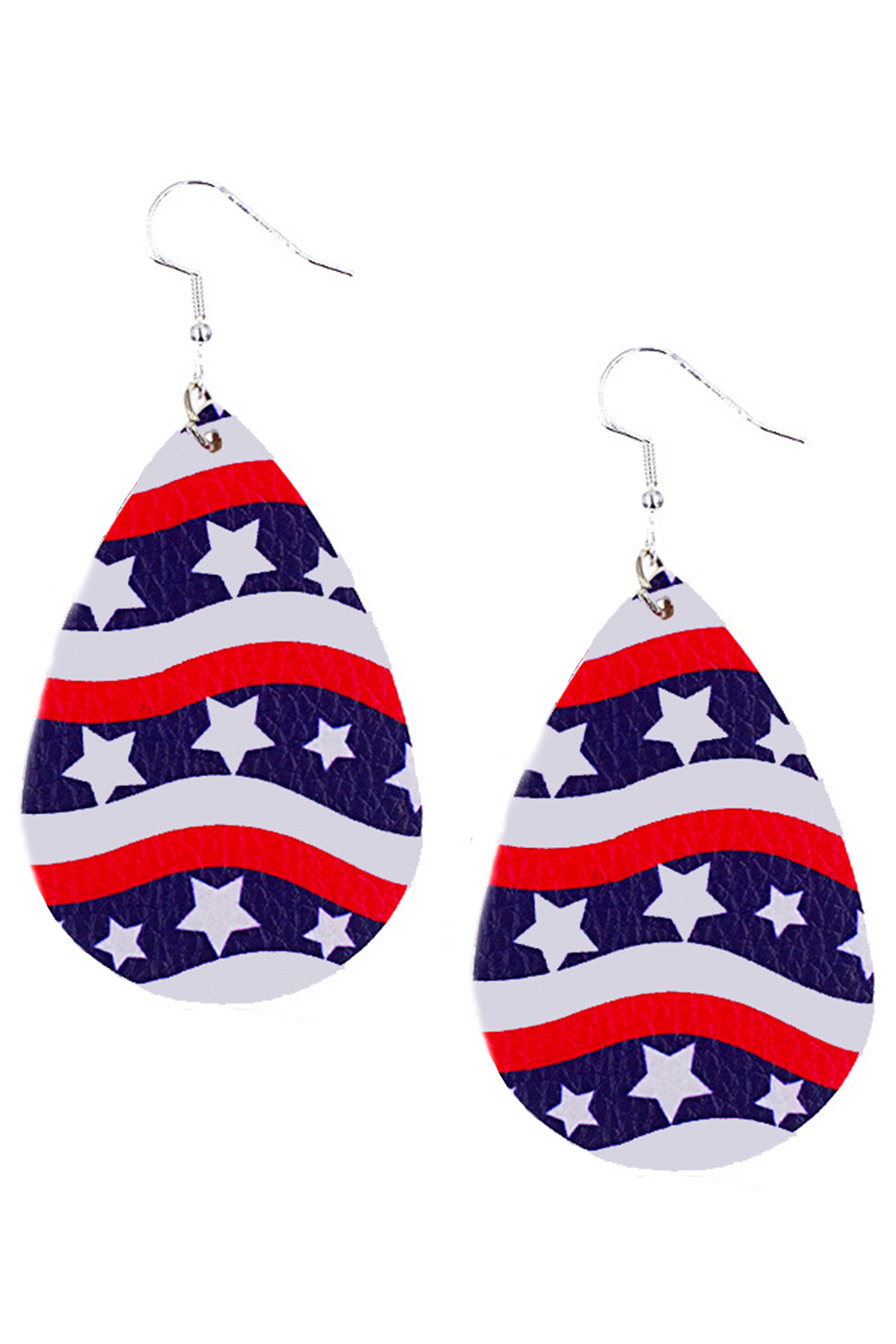 Pendientes de cuero con forma de lágrima y estampado de estrellas E7136