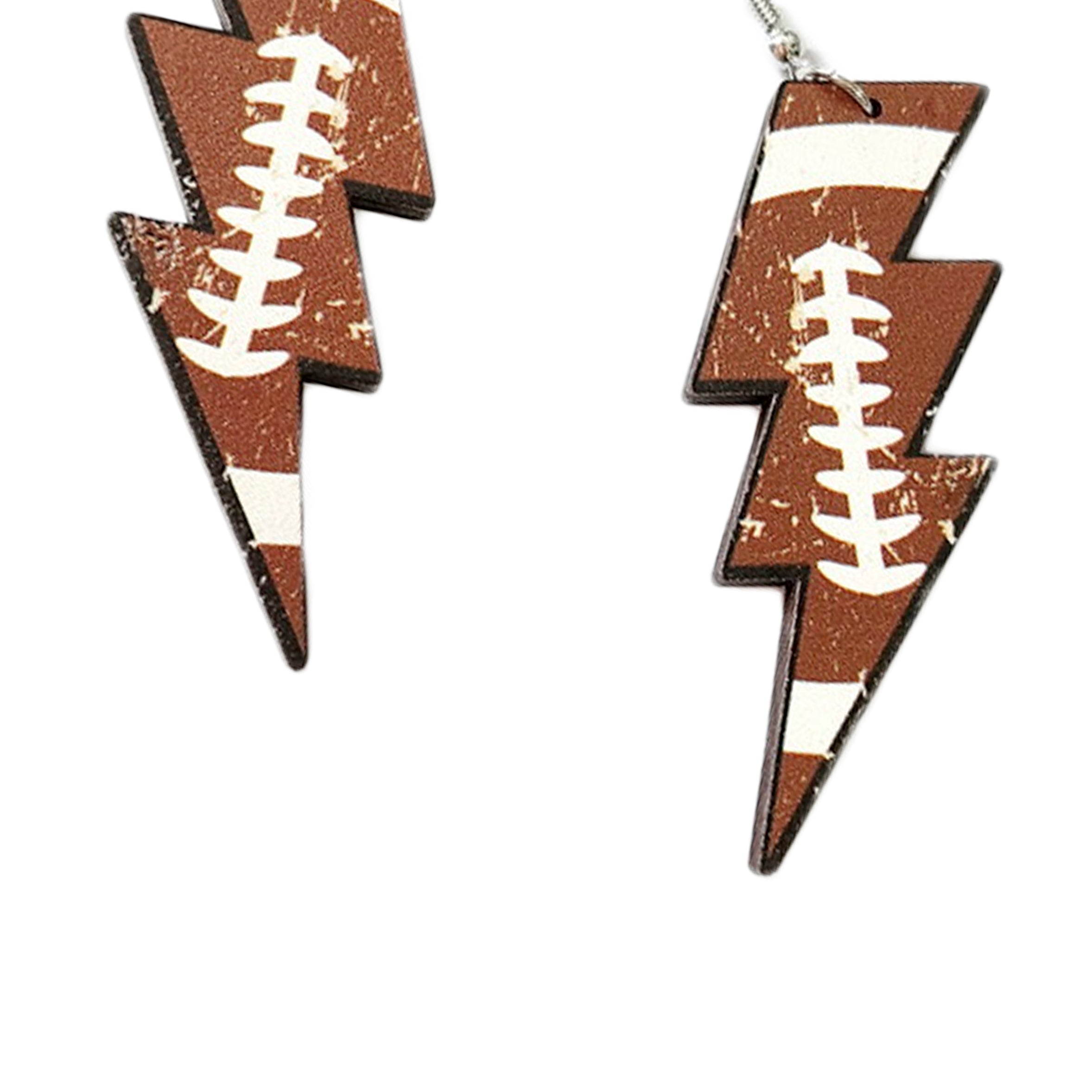 Football Lightning Wooden Earrings E7250