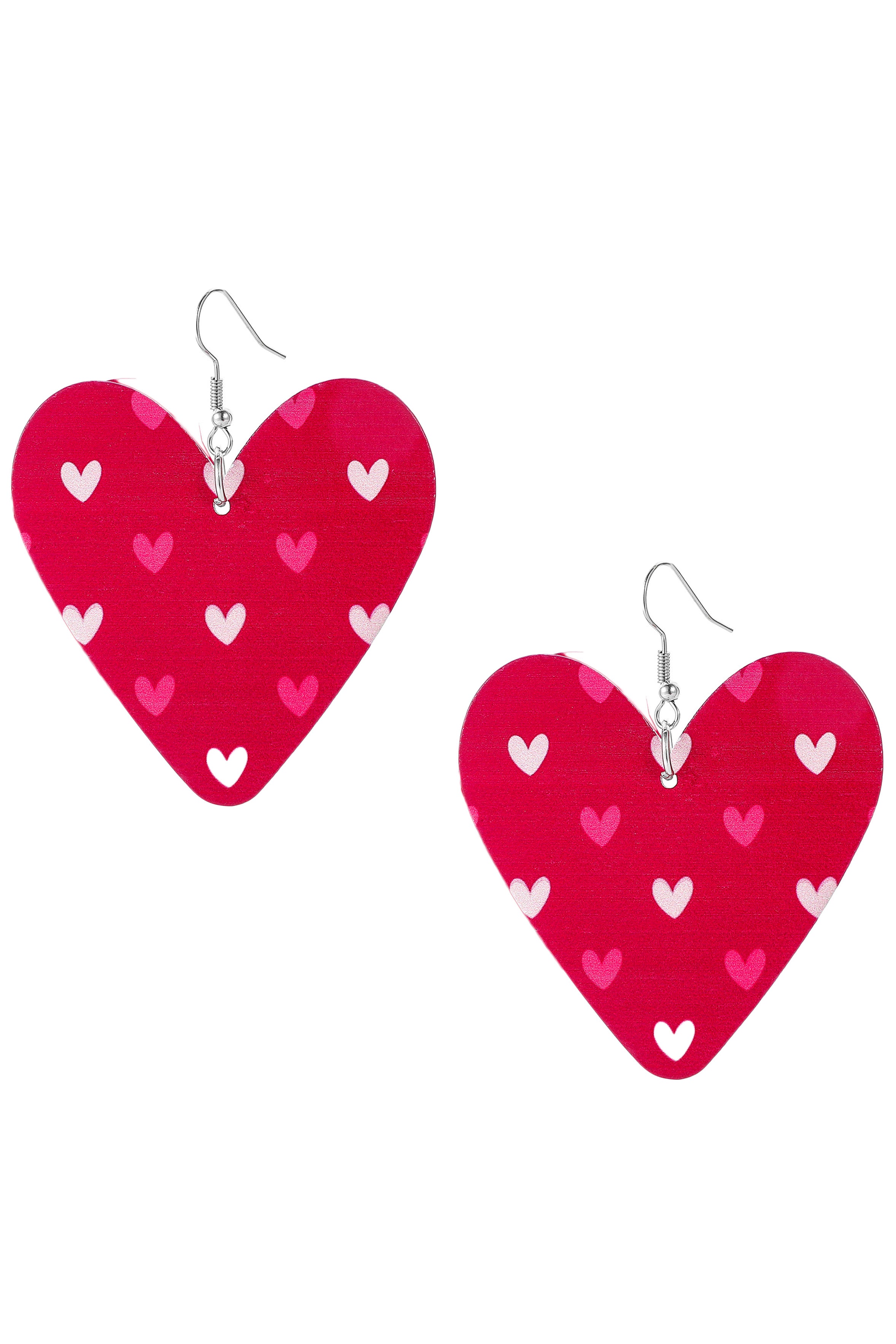 Heart Pattern Wooden Earrings E7154