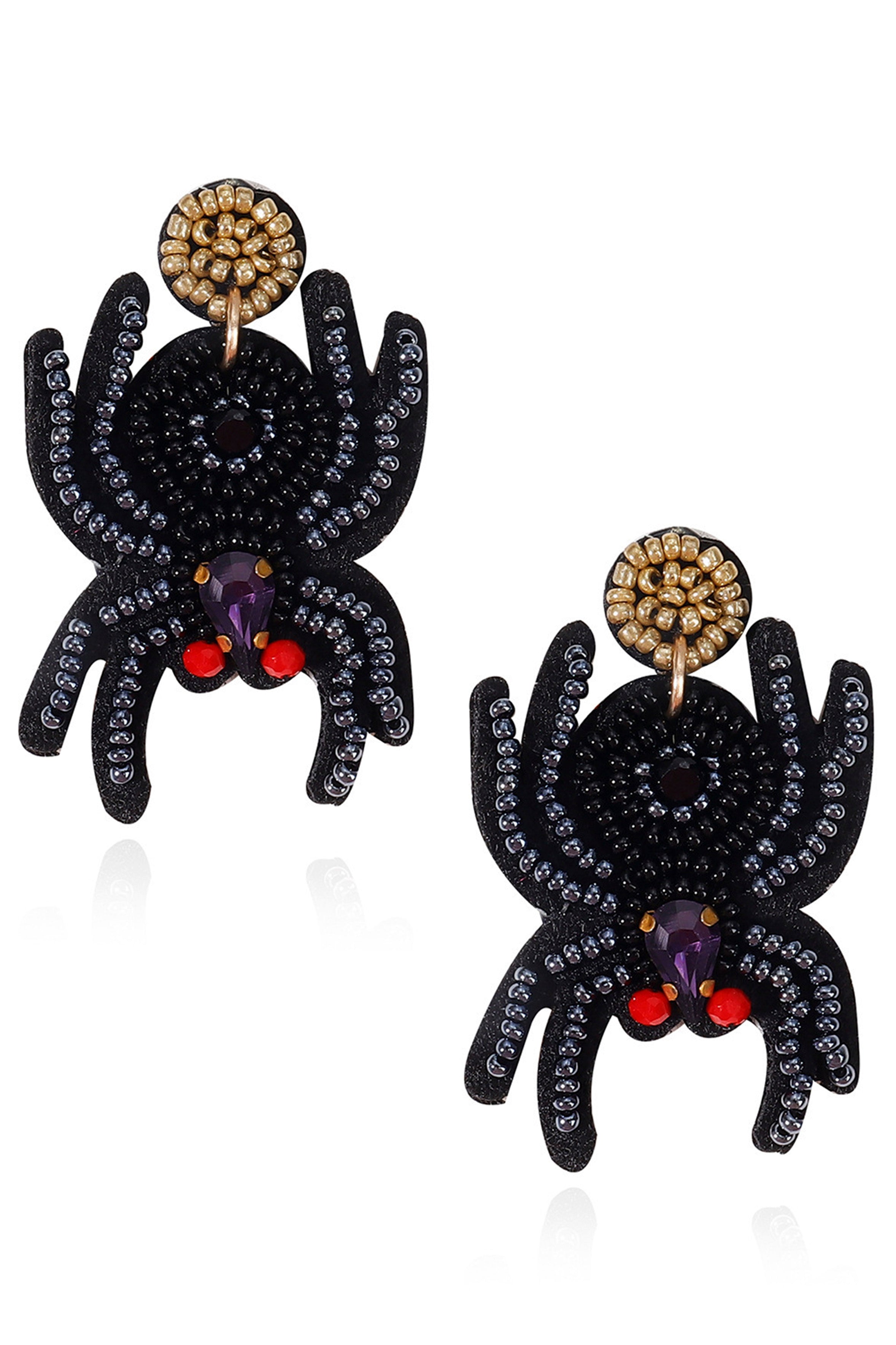 Pendientes de cuentas de semillas de araña E7183