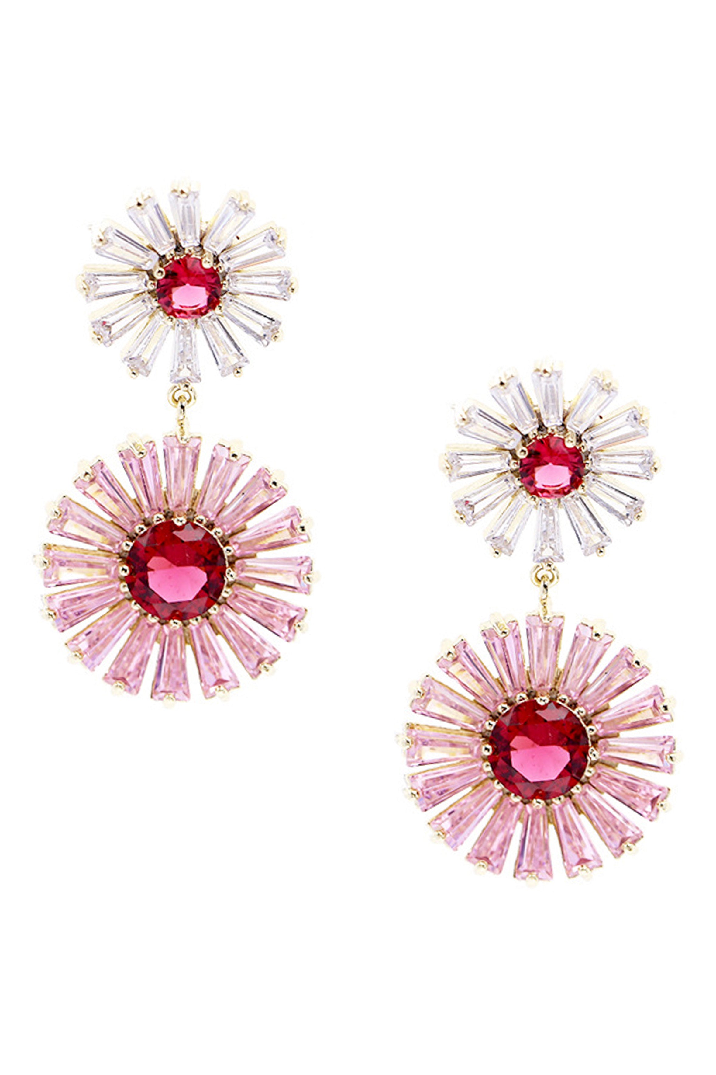 Pendientes de circonitas cúbicas con diseño floral E7203