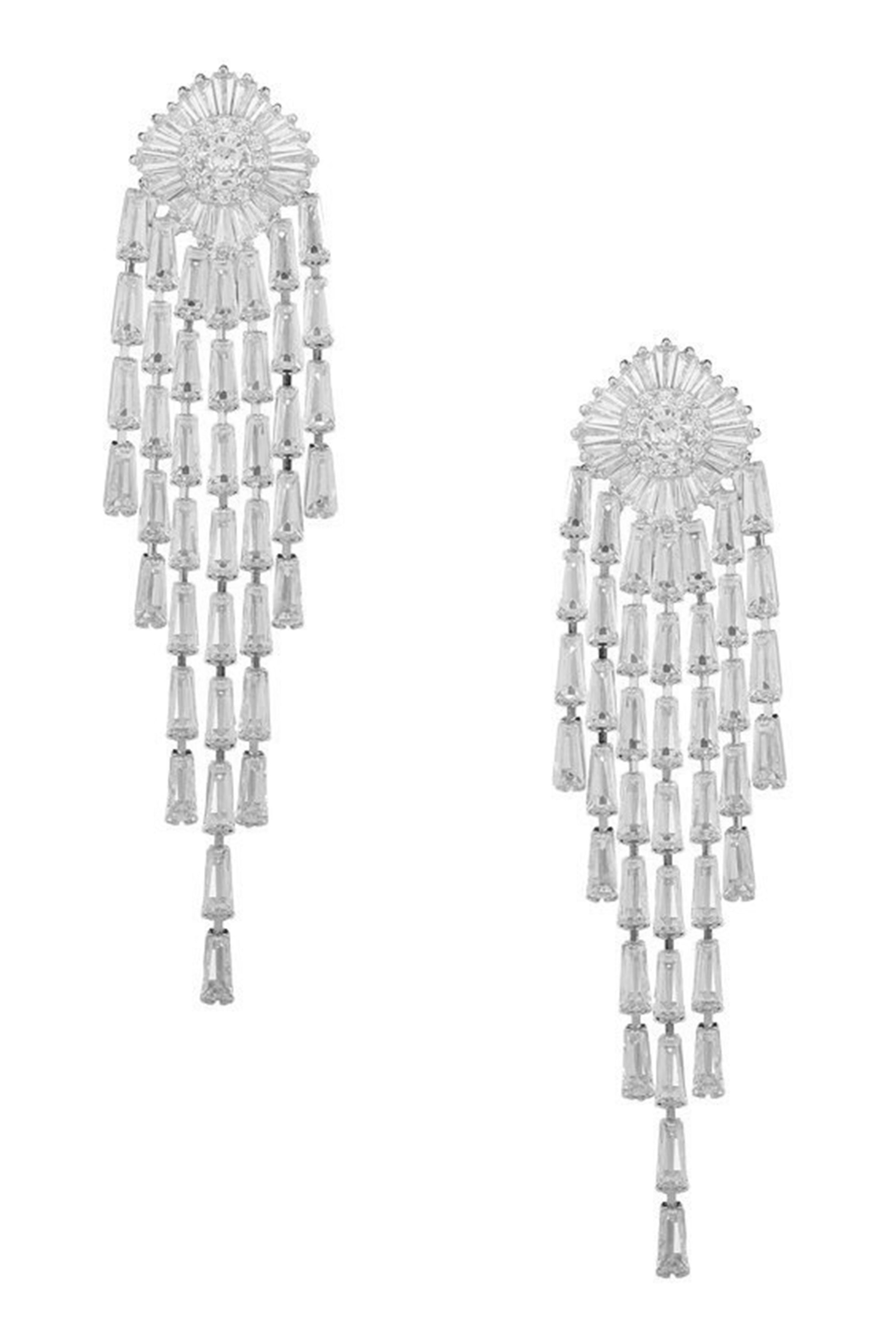 Pendientes de circonita cúbica con borlas florales E7206