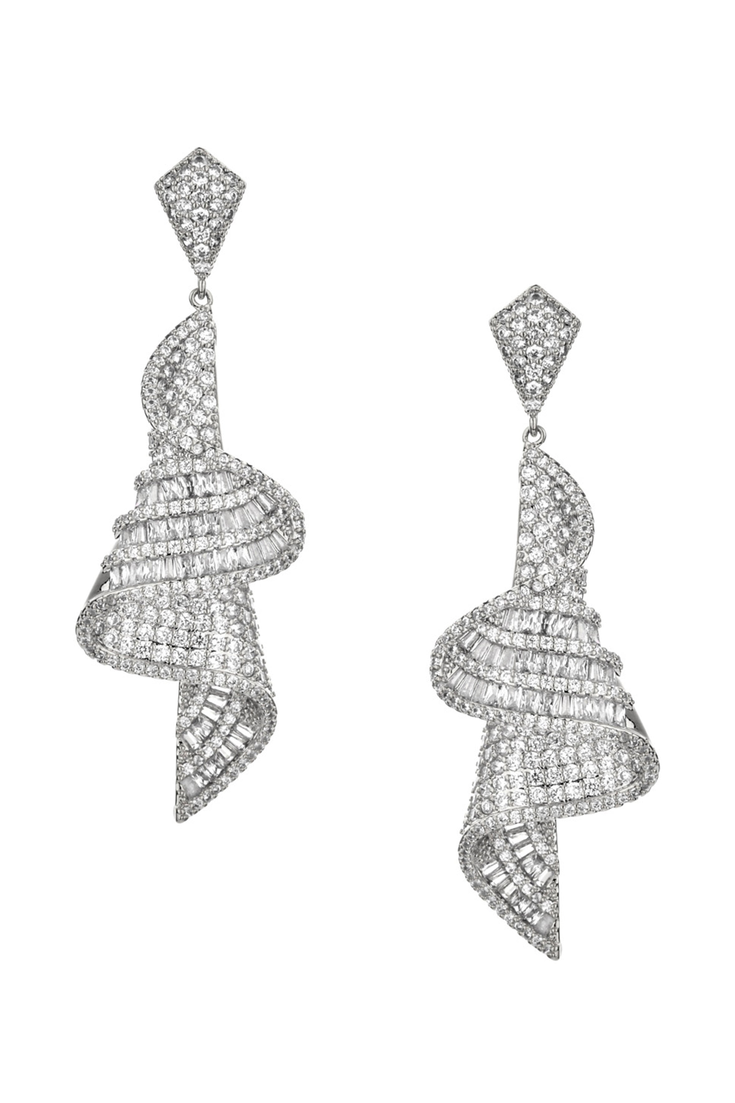 Pendientes geométricos de circonita cúbica en espiral E7226