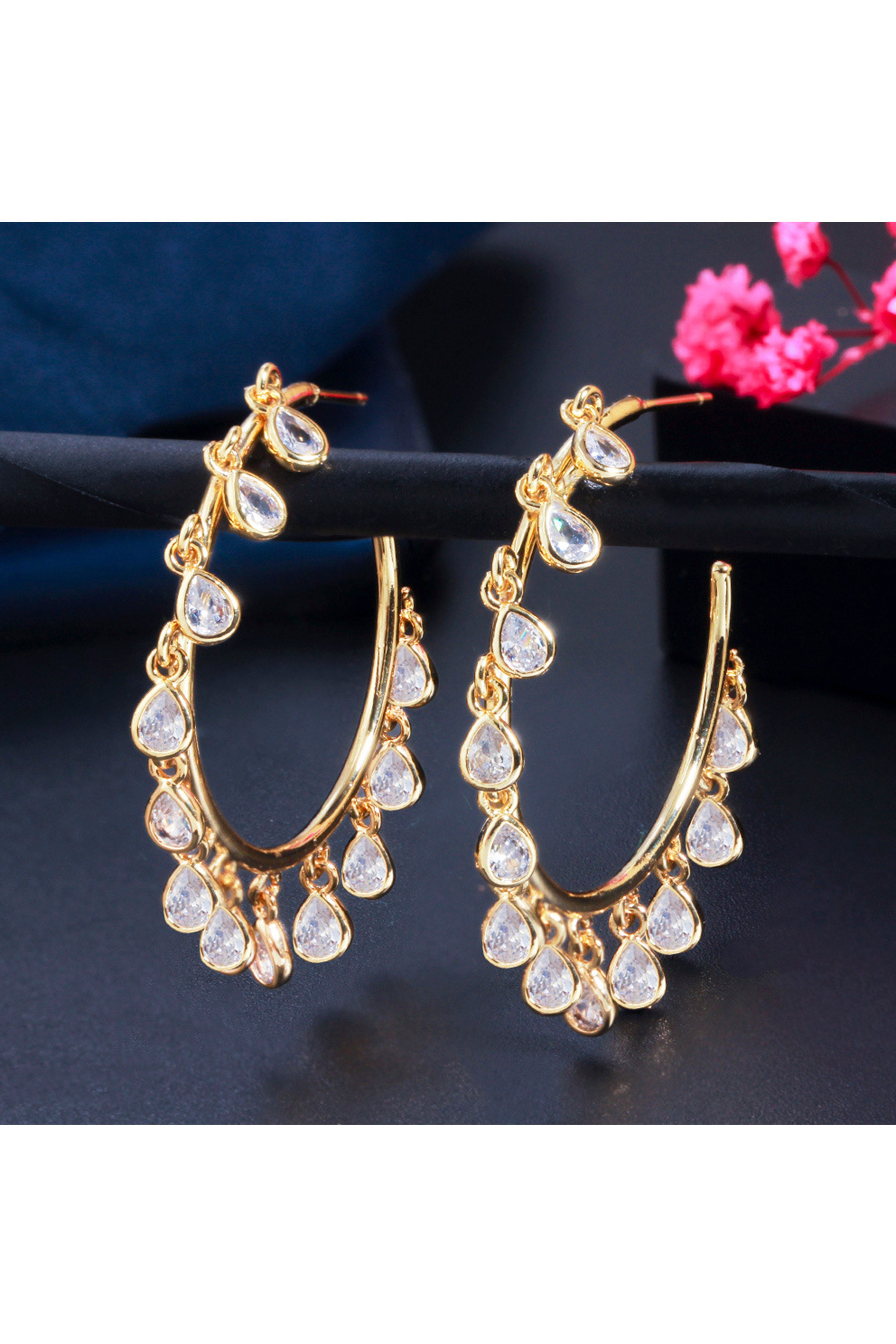 Pendientes de aro con circonitas cúbicas en forma de corazón E7227