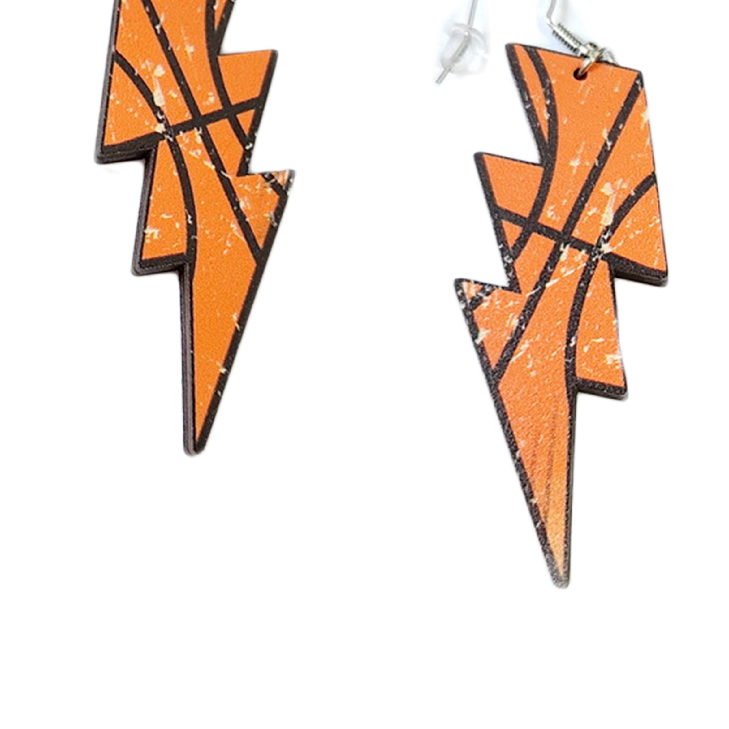 Basketball Lightning Wooden Earrings E7252