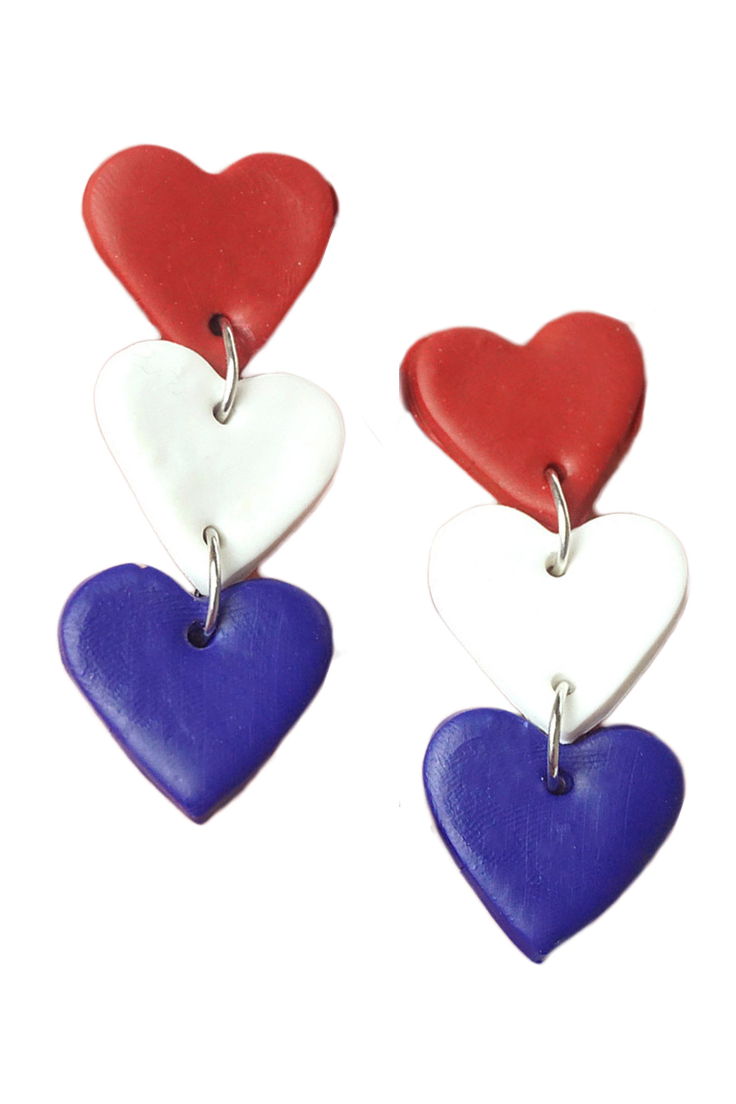 Pendientes de arcilla polimérica con forma de corazón con el Día de la Independencia E7258