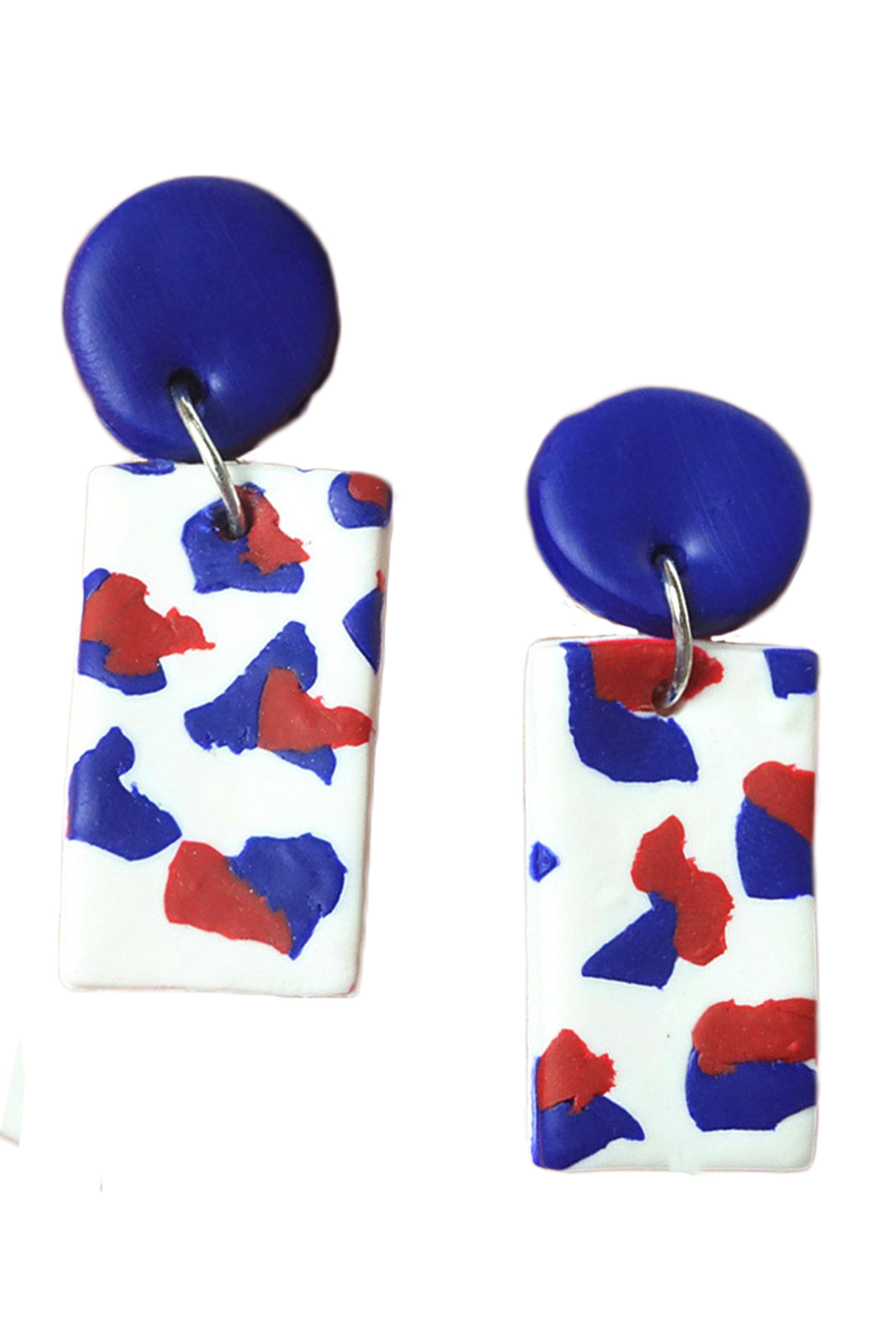 Pendientes rectangulares de arcilla polimérica con el lema Día de la Independencia E7259