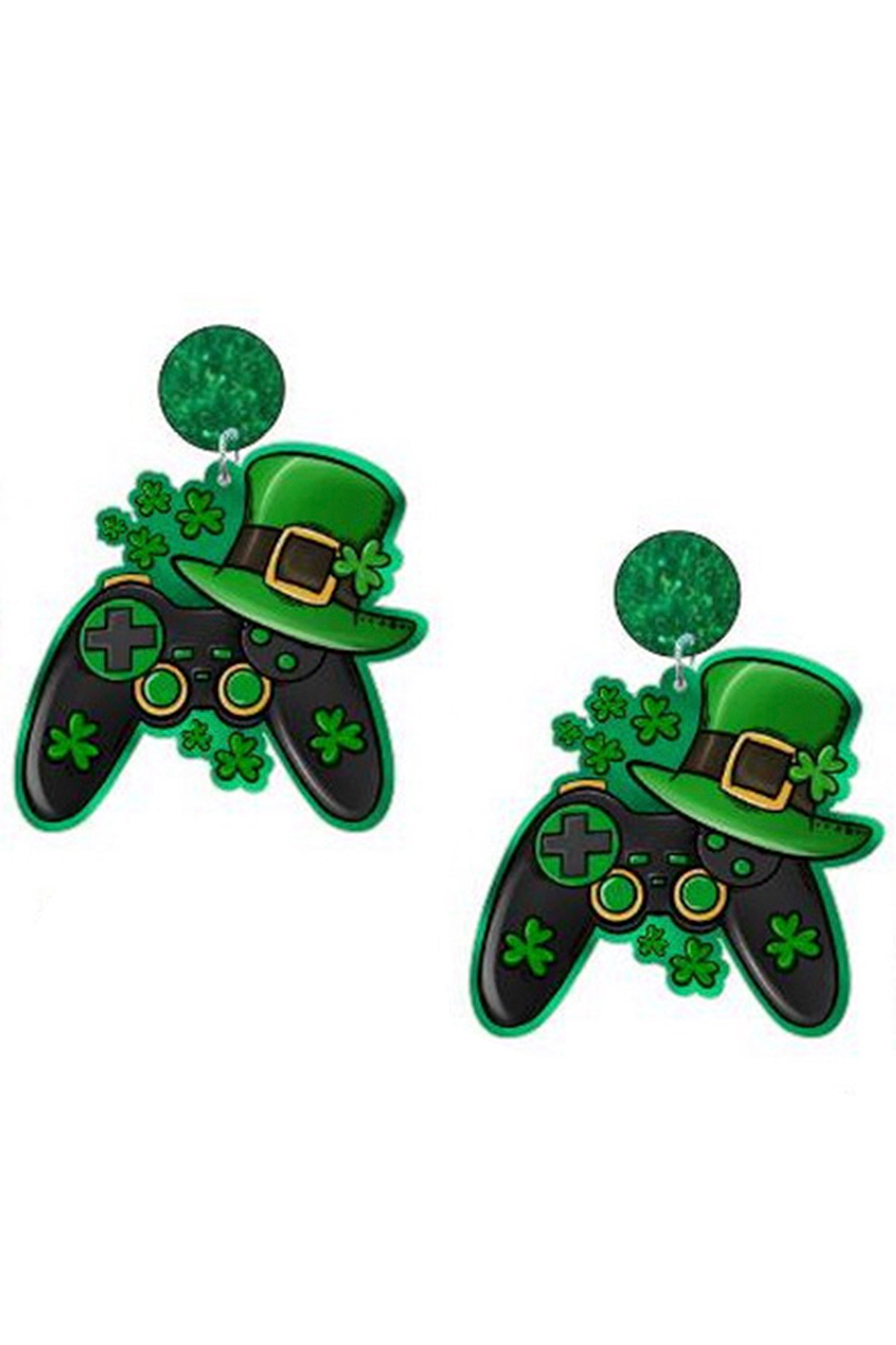 Pendientes acrílicos con el GamePad de San Patricio E7279