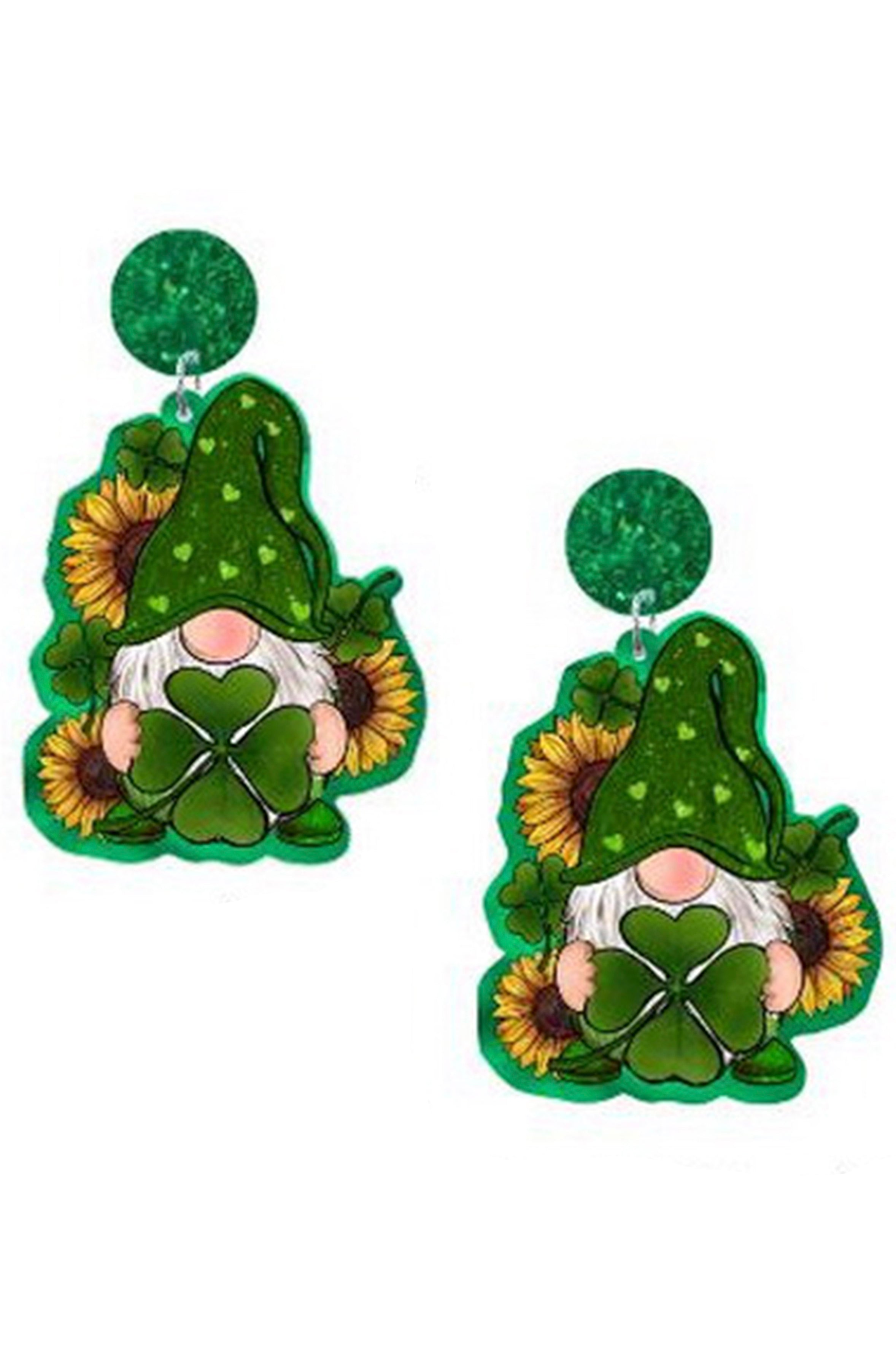 Pendientes acrílicos con el hombre girasol de San Patricio E7280