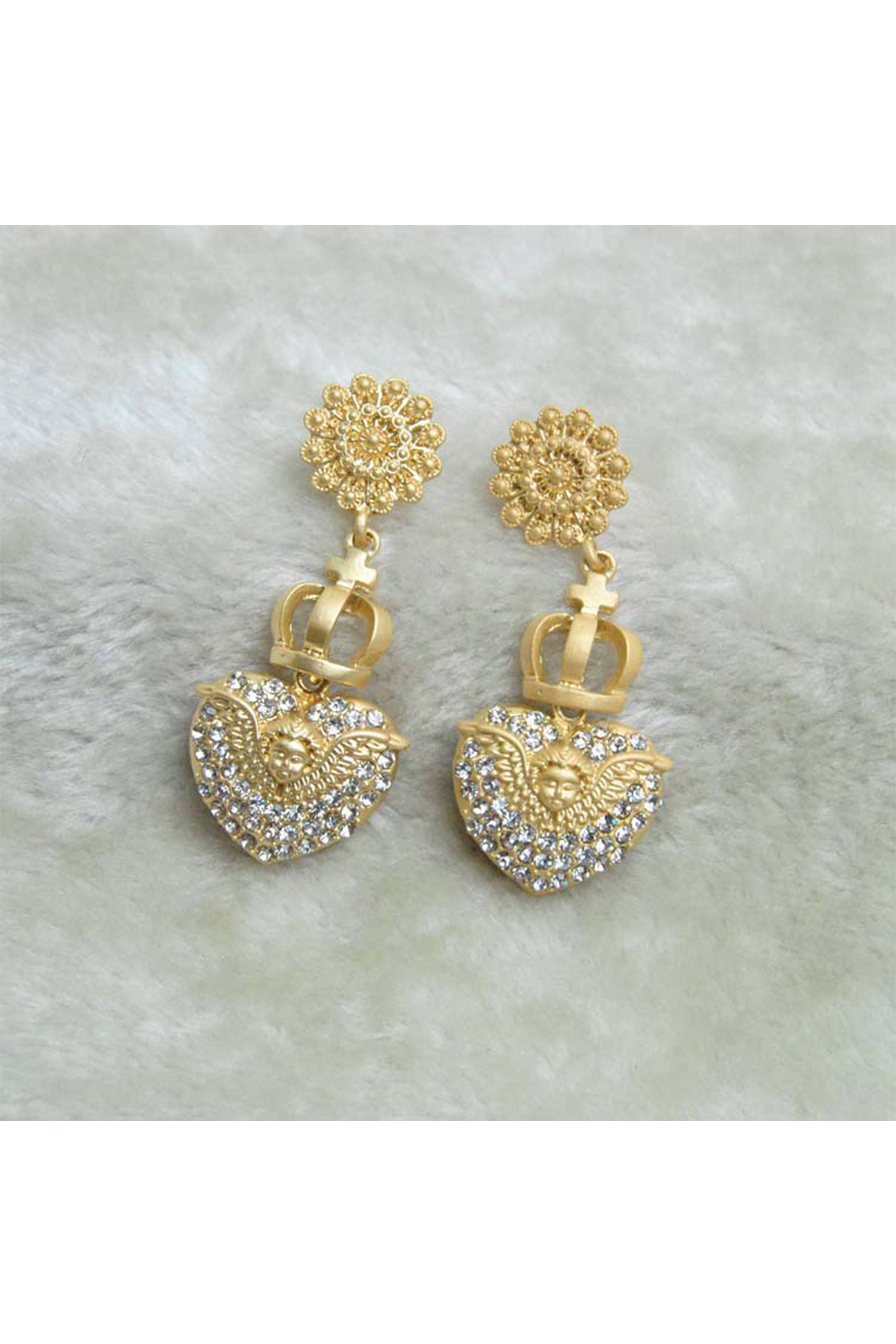 Pendientes de corazón con diamantes de imitación E7283