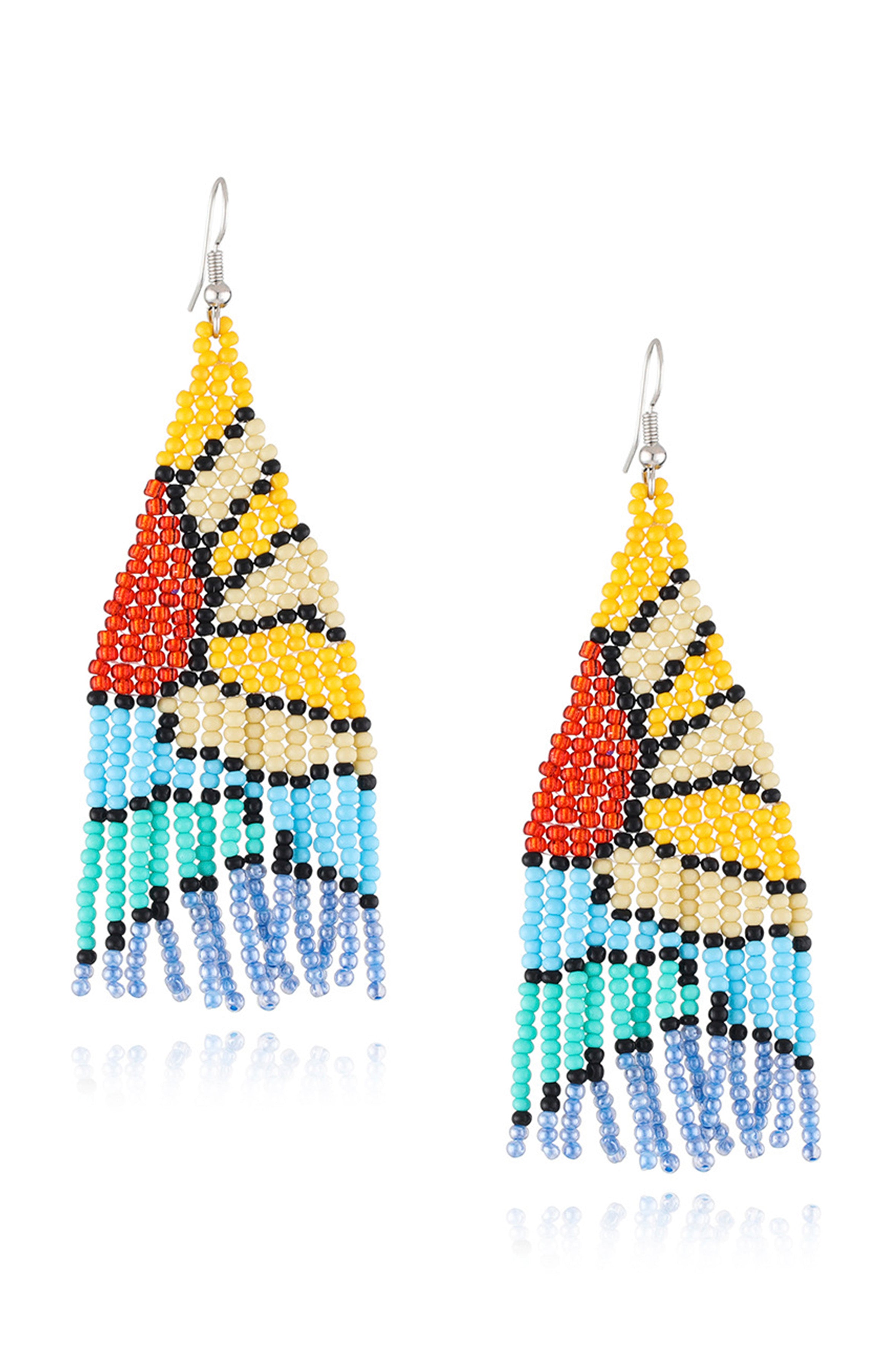 Light At Dawn Seed Bead Tassel Earrings E7294