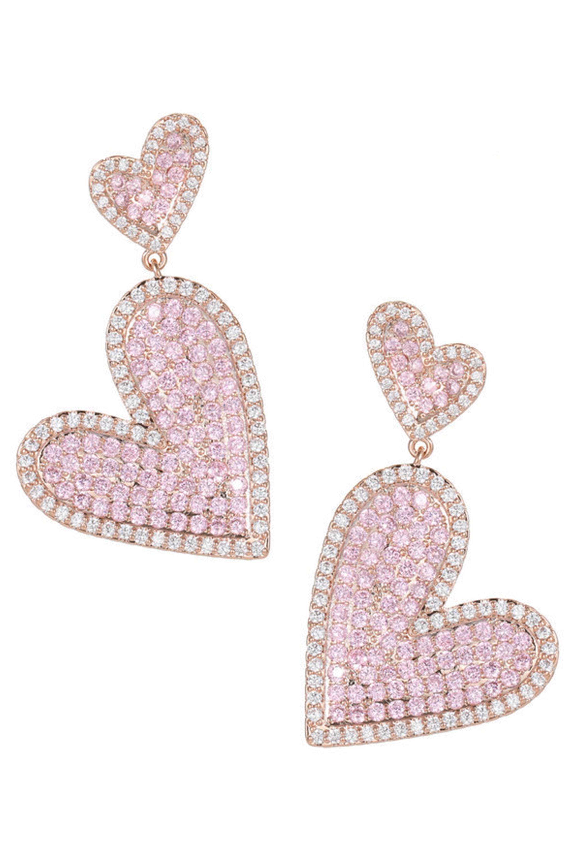 Pendientes de circonita cúbica con forma de corazón E7330