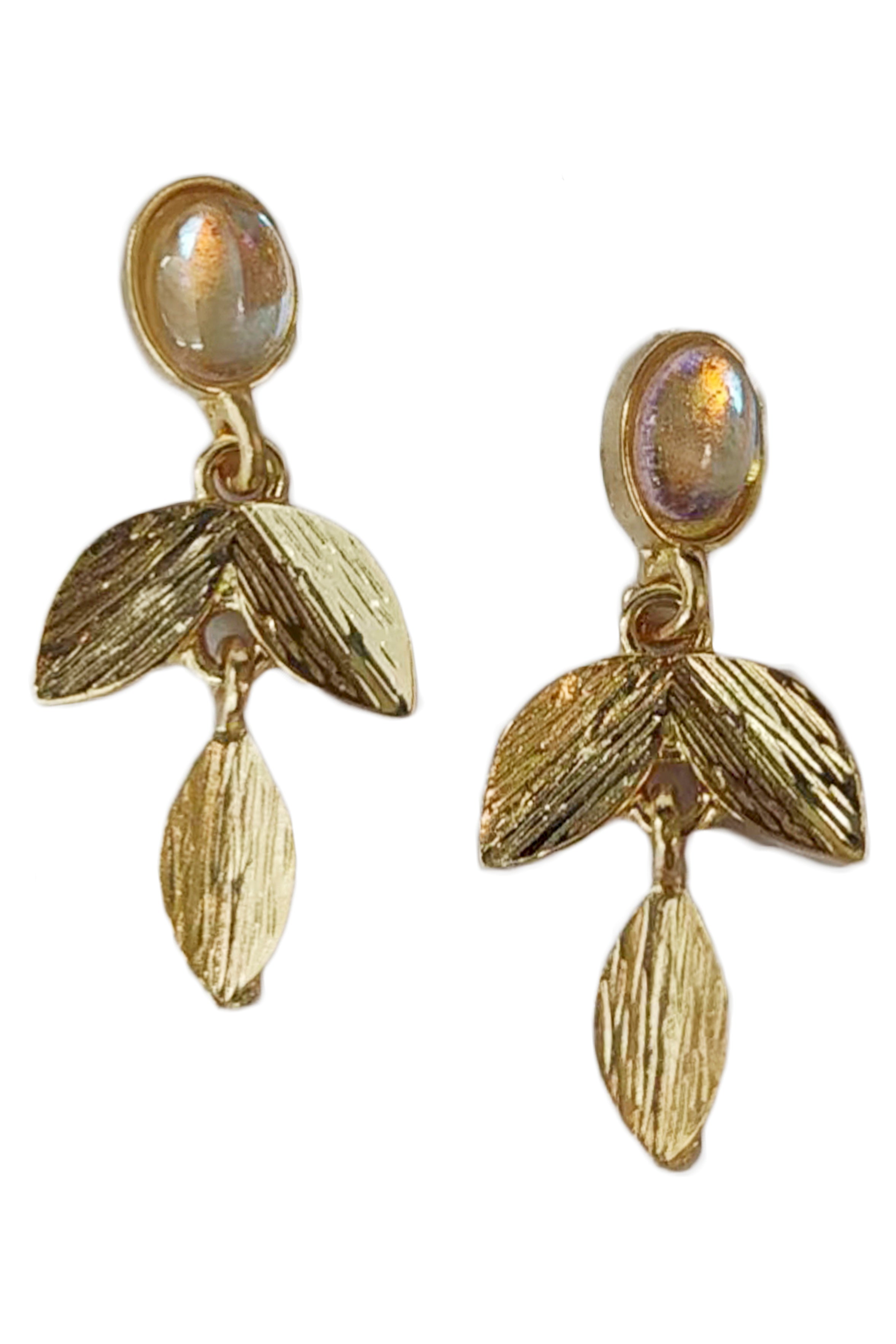 Pendientes de aleación con forma de hoja E7340