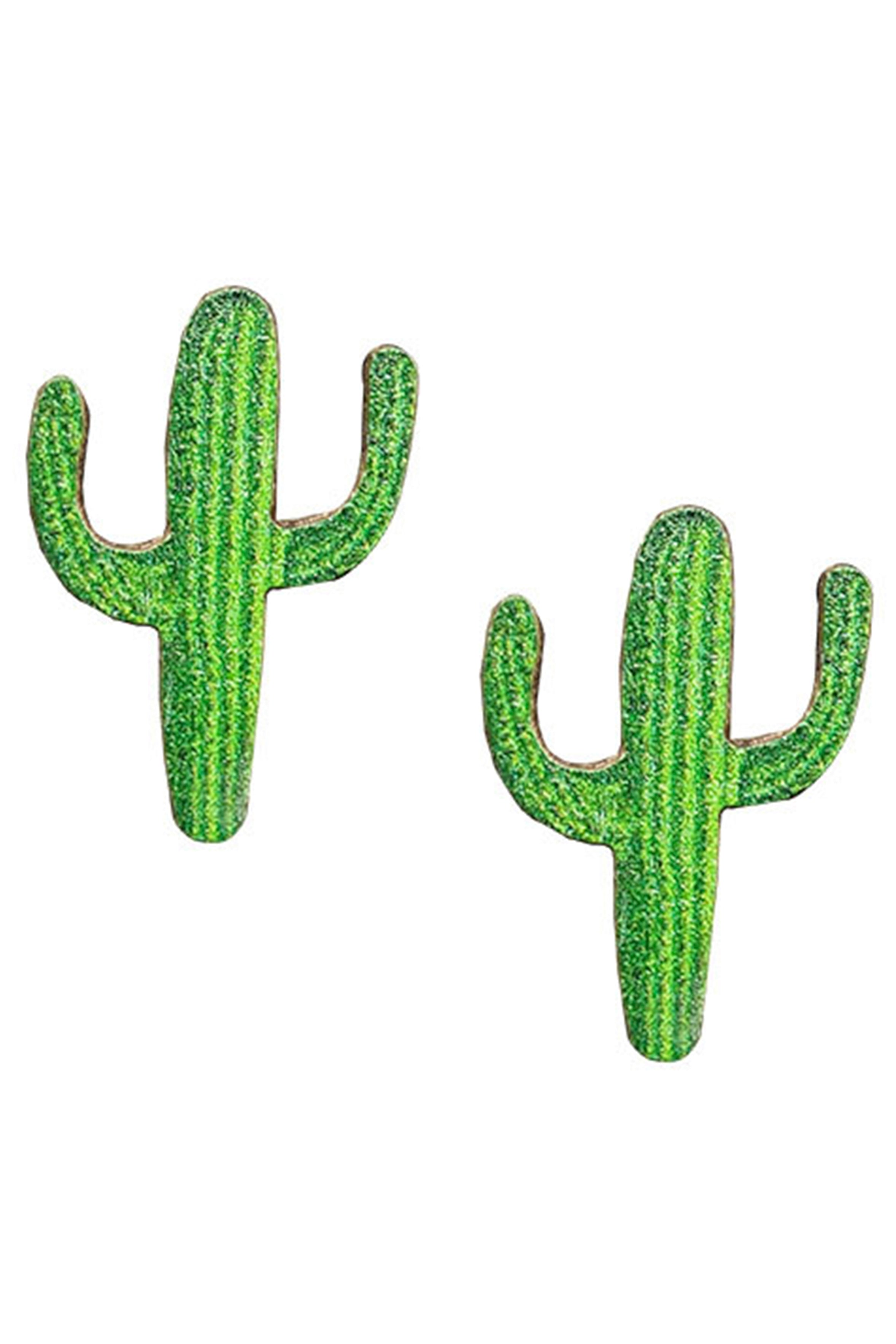 Cactus Wooden Stud Earrings E7342