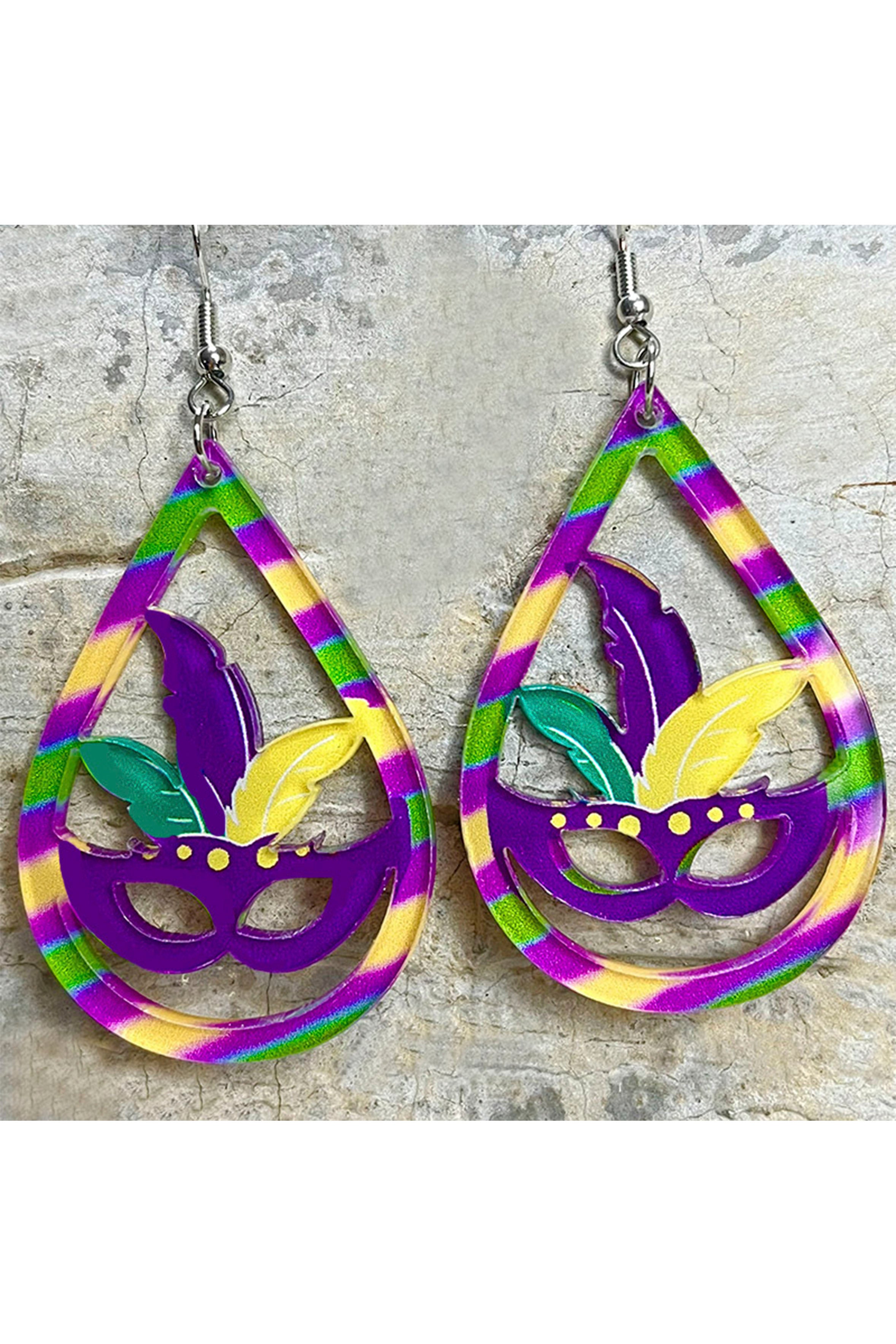 Teardrop Mask Acrylic Earrings E7343