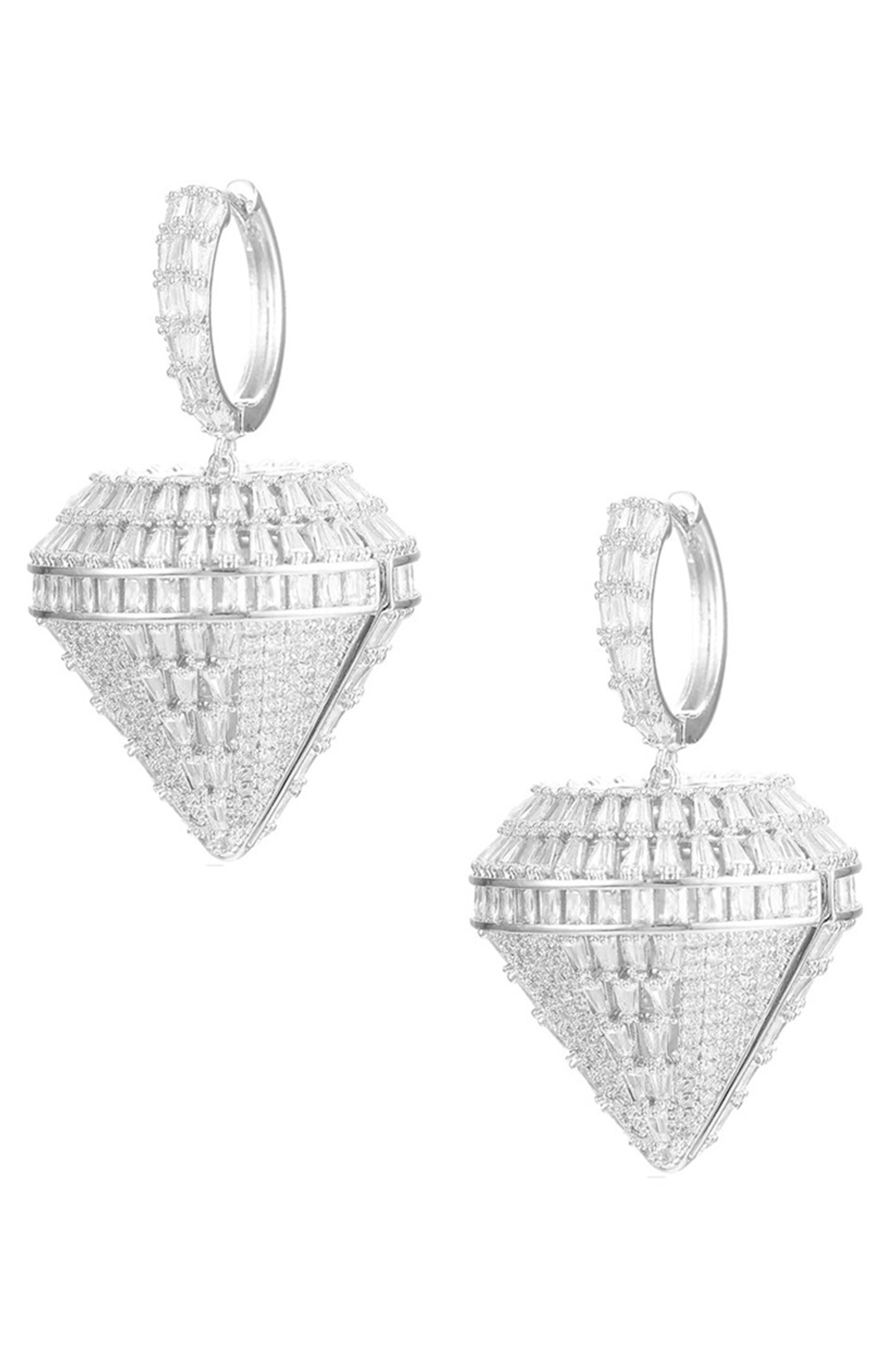 Pendientes de aro con circonita cúbica en forma de diamante E7346