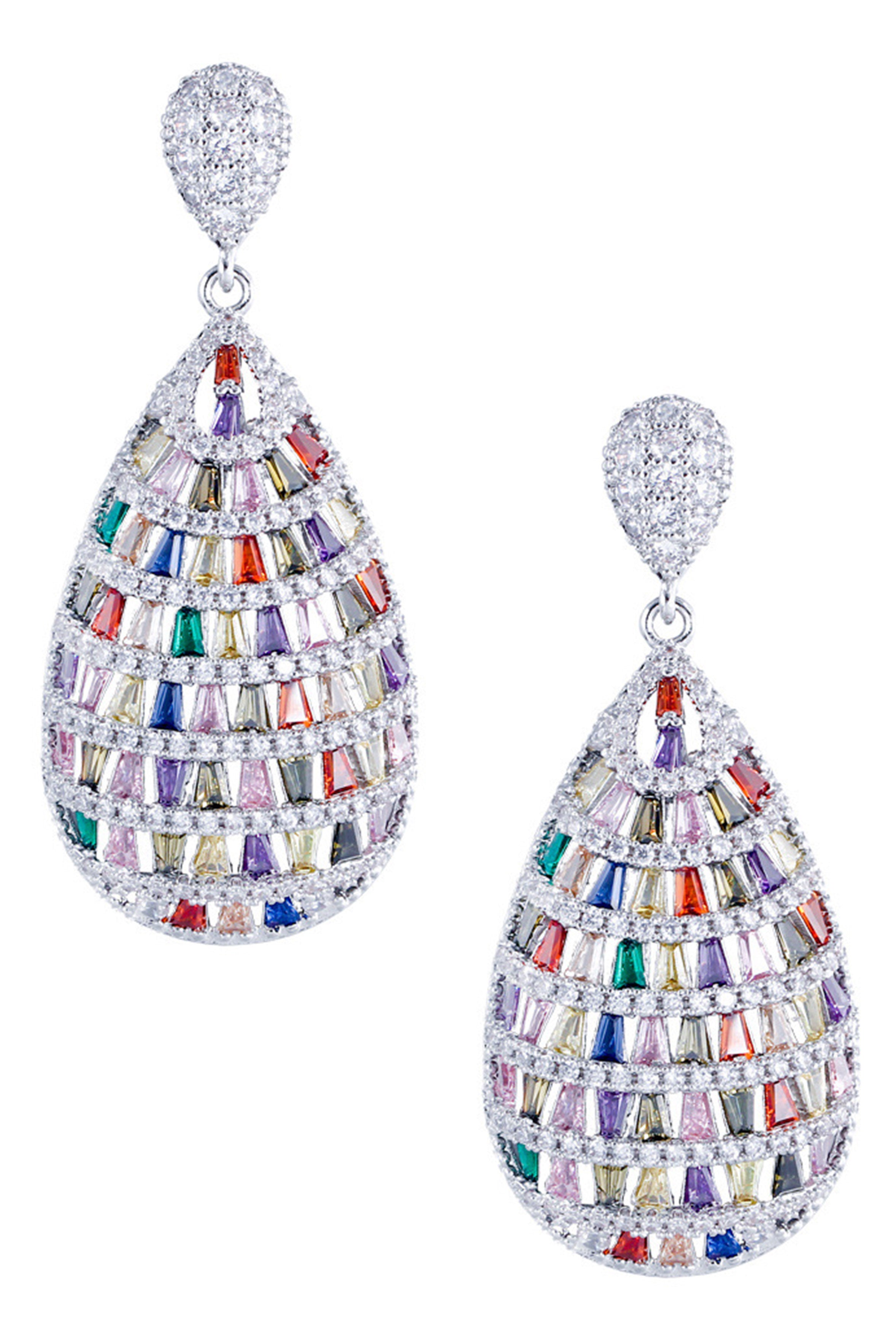 Pendientes de circonita cúbica en forma de lágrima E7348