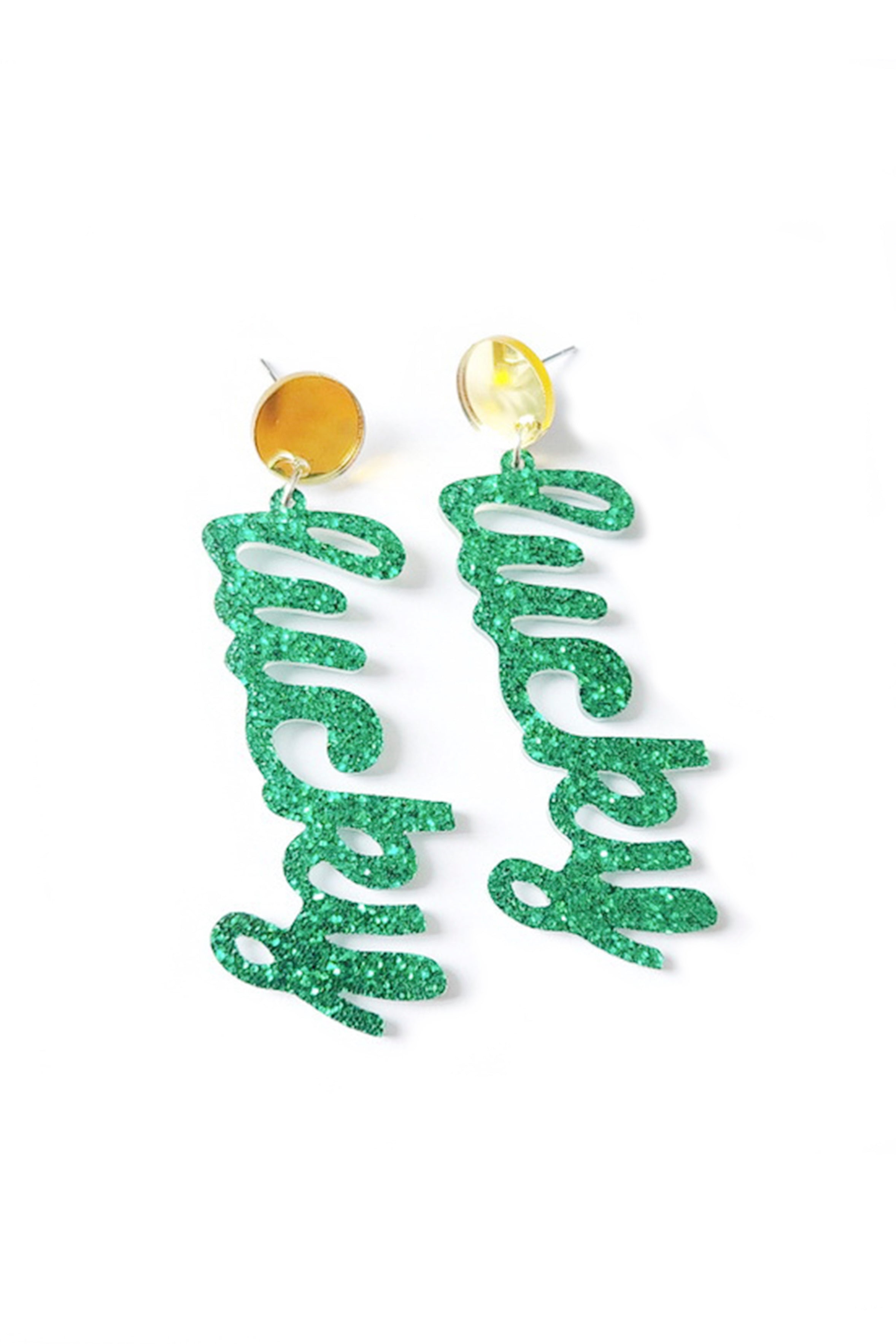 Pendientes acrílicos LUCKY verdes E7353