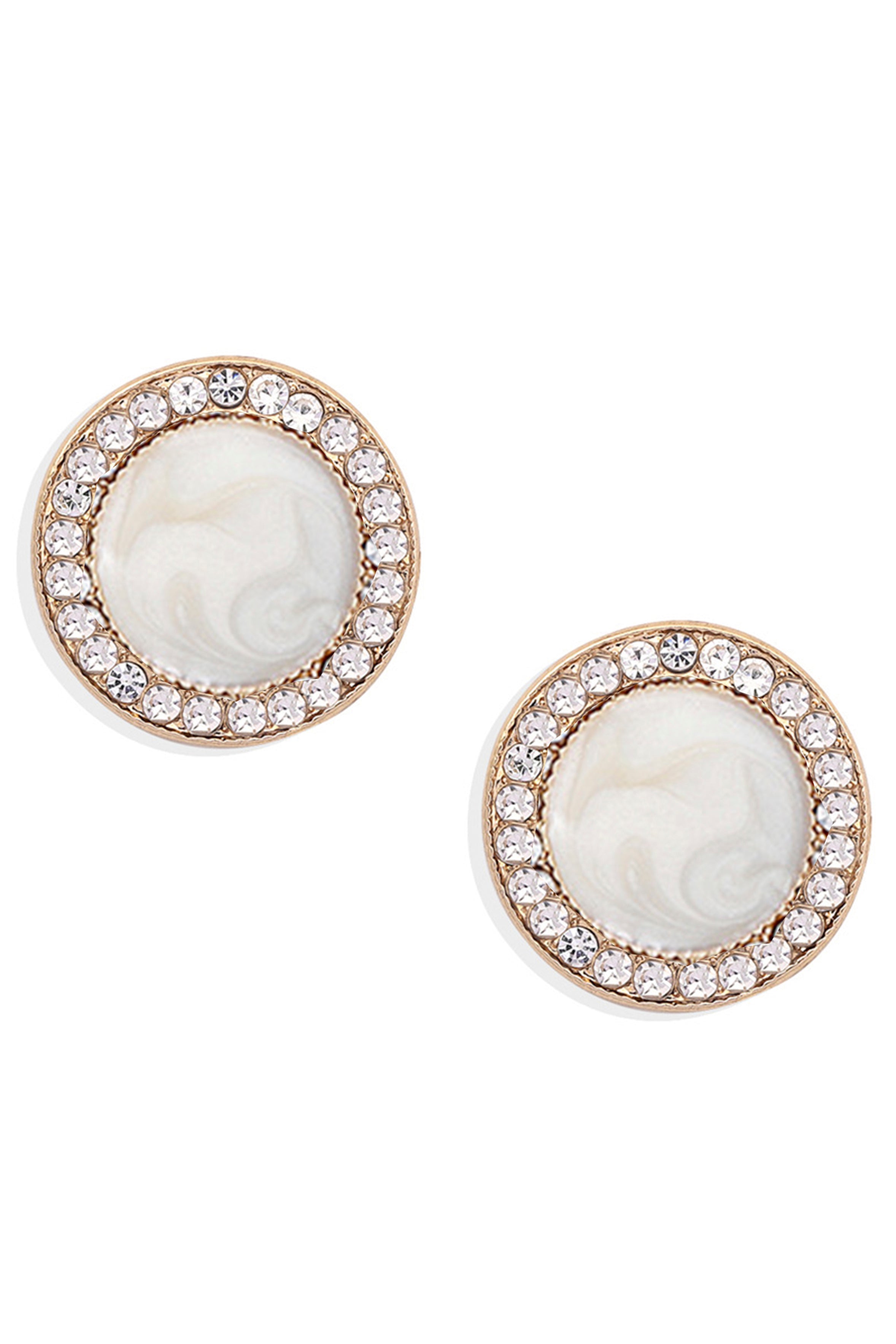 Pendientes de clip con diamantes de imitación circulares E7383