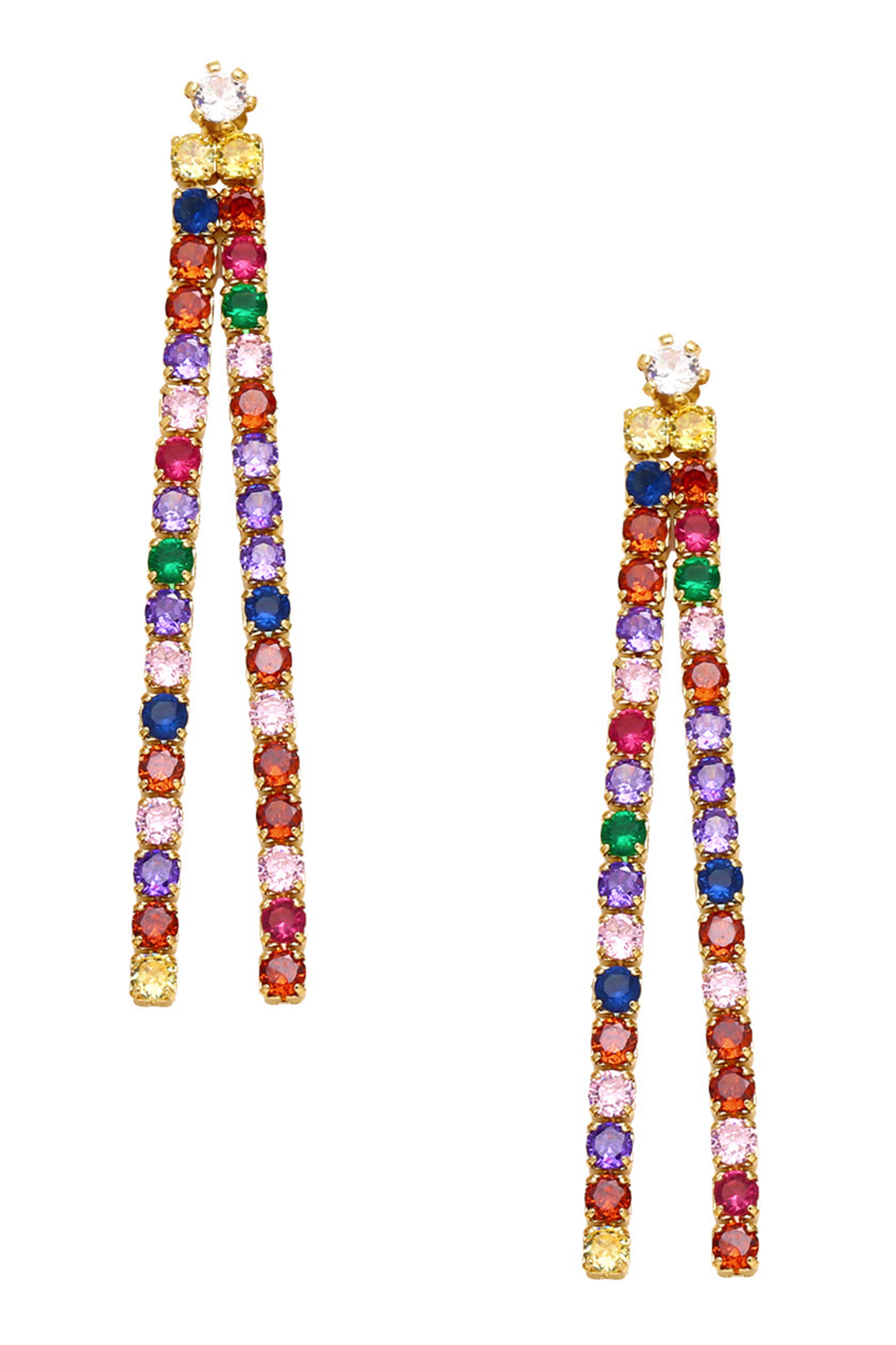 Pendientes de circonitas cúbicas con borlas E7453