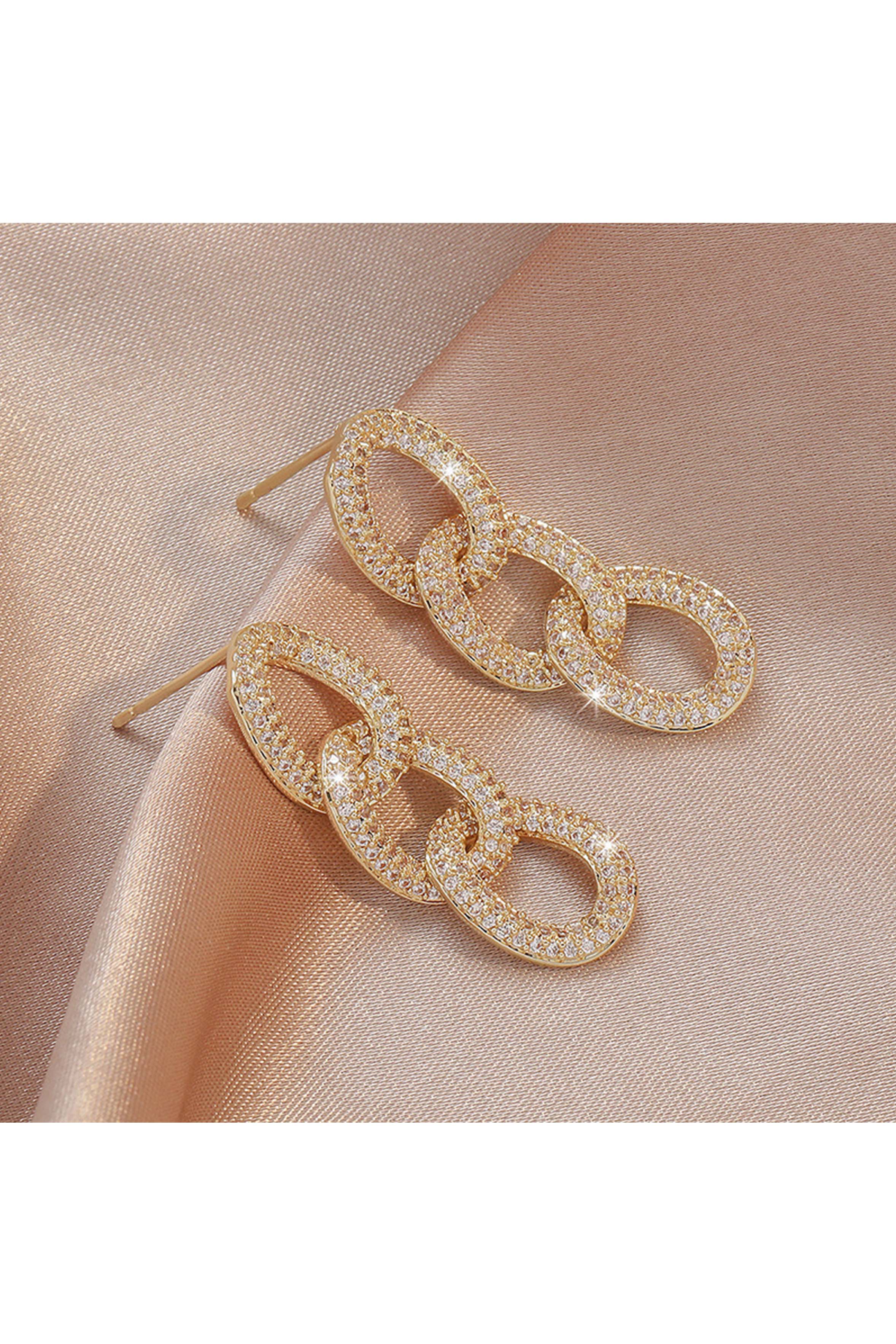 Pendientes de cadena con circonitas cúbicas E7455