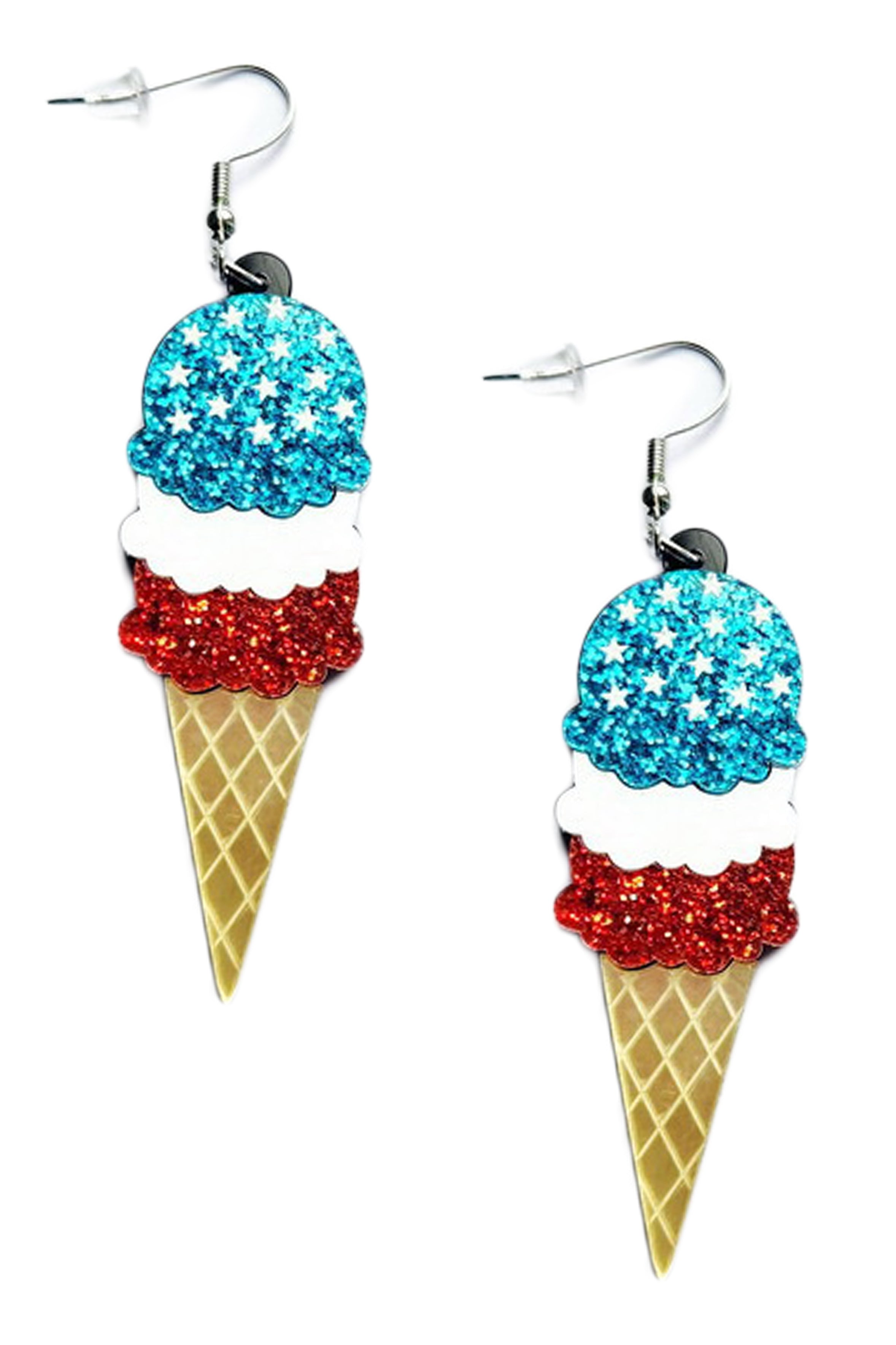 Pendientes acrílicos con forma de helado del Día de la Independencia E7495