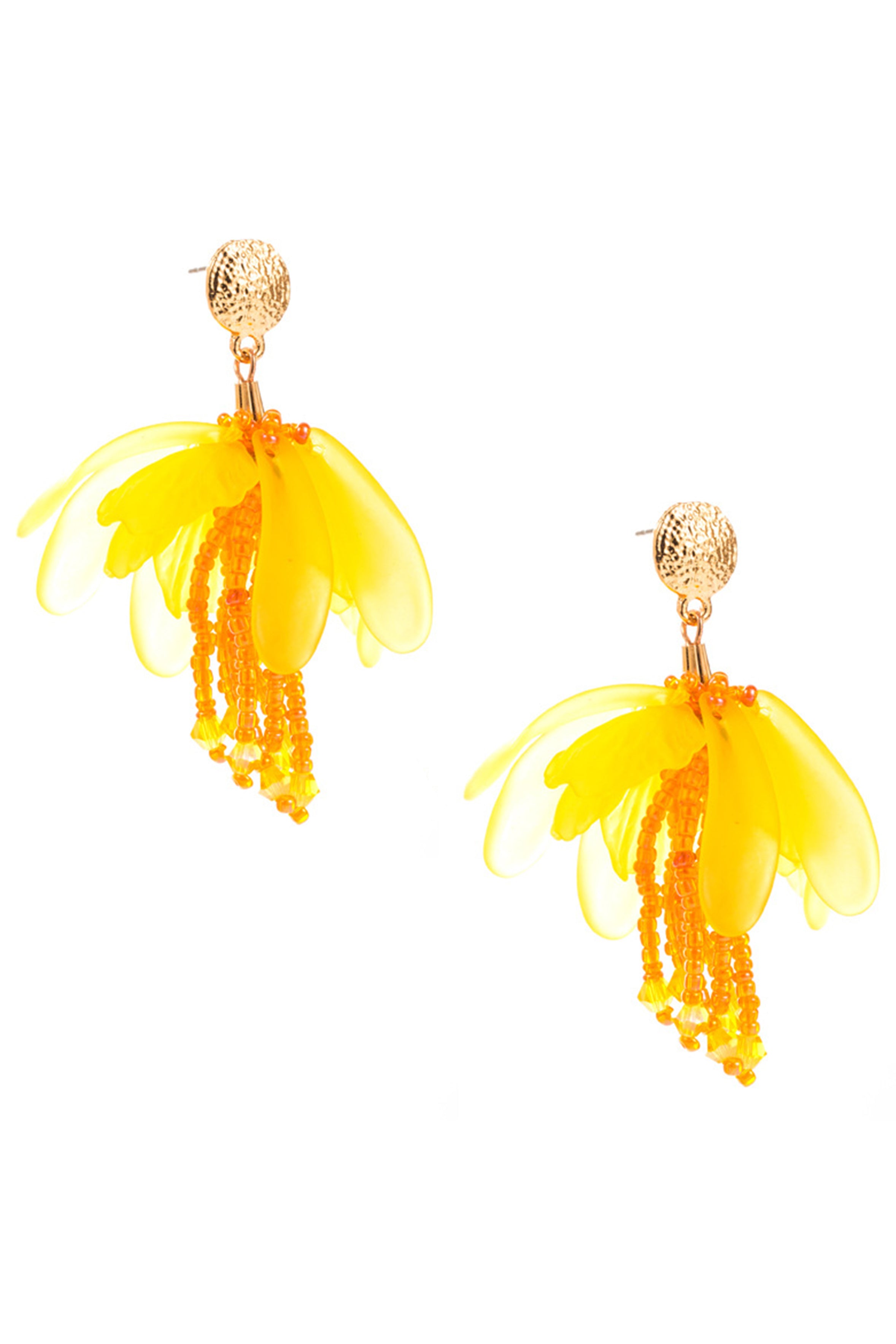 Floral Fabric Seed Bead Earrings E7509