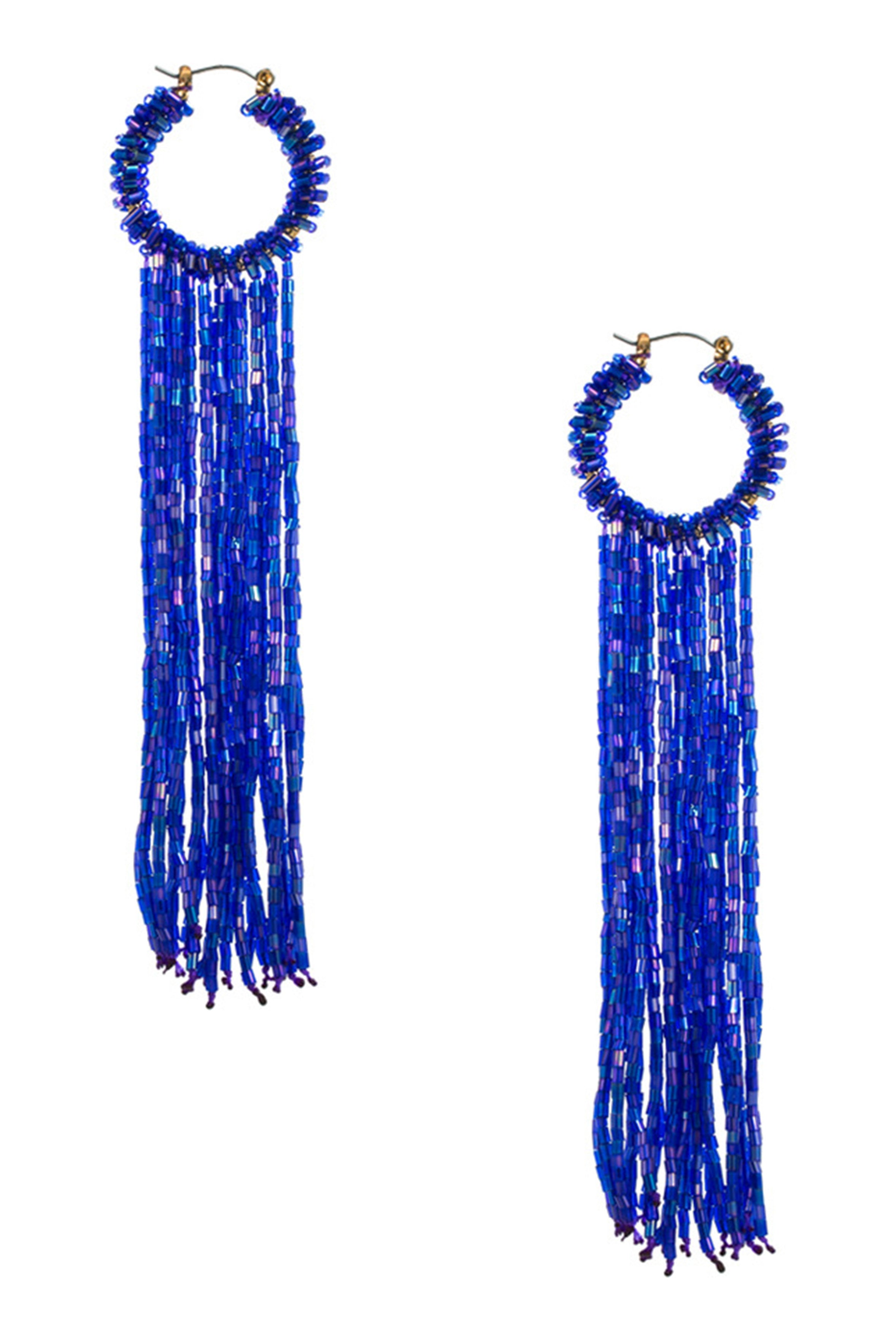 Pendientes de borlas con cuentas de semillas en forma de aro E7562