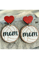 Pendientes de madera con forma de corazón de voleibol para mamá E7595