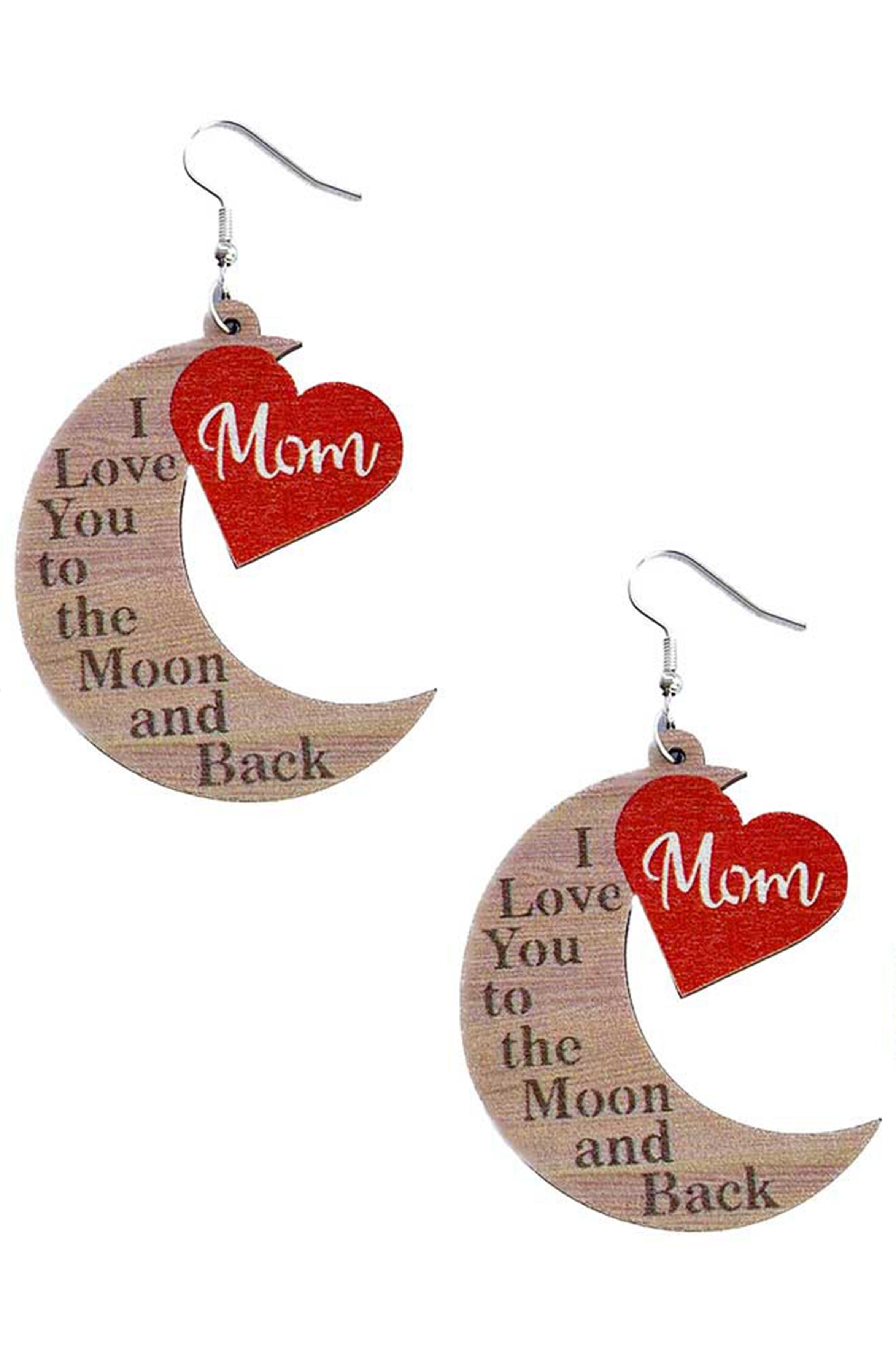 Pendientes de madera Moon Love Mom E7600